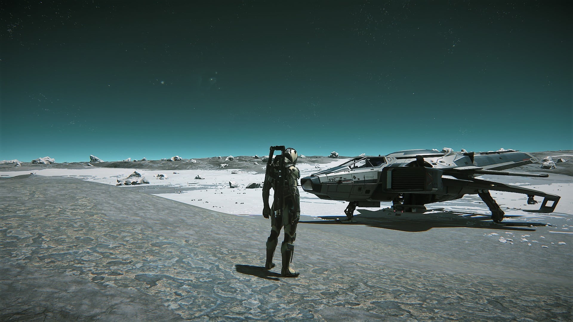 snow, adult, science, scenics - nature, cold temperature, sky, astronomy, Star Citizen, full length, 1080P, spacecraft, star - space, winter, night, beauty in nature, HD Wallpaper