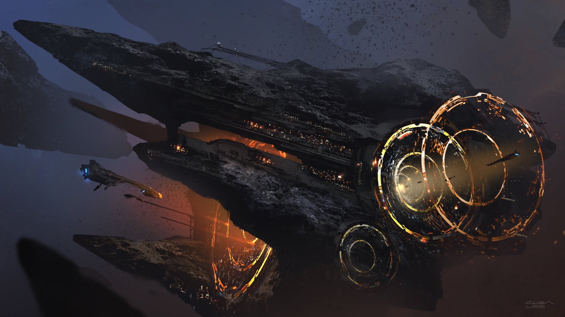 outdoors, concept art, space, wheel, travel, brown, high angle view, 1080P, lake, Cuba Lee, digital art, rusty, astronomy, artwork, planet - Space, HD Wallpaper