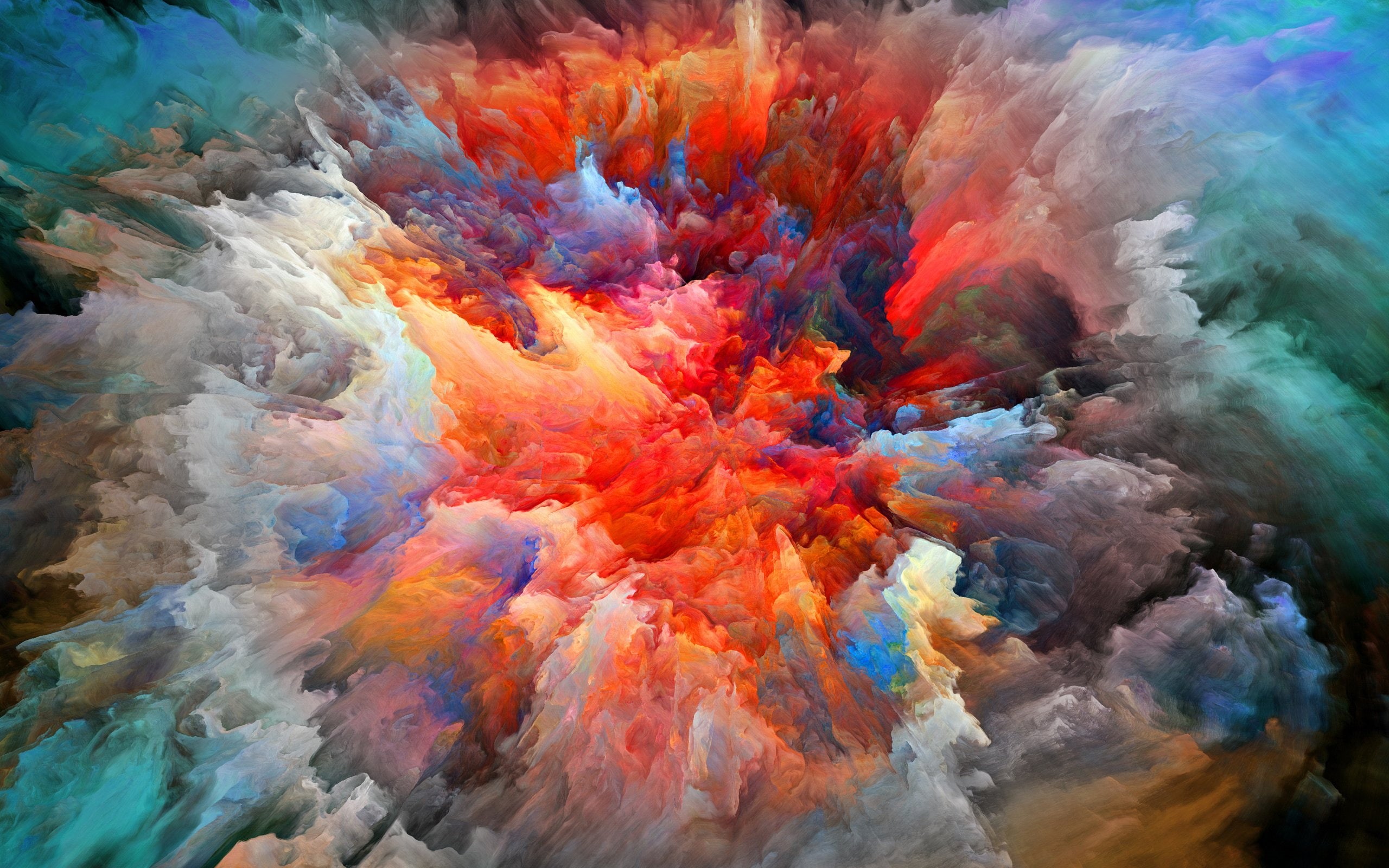 explosion, abstraction, 2K, paint, brightness, smoke, HD Wallpaper