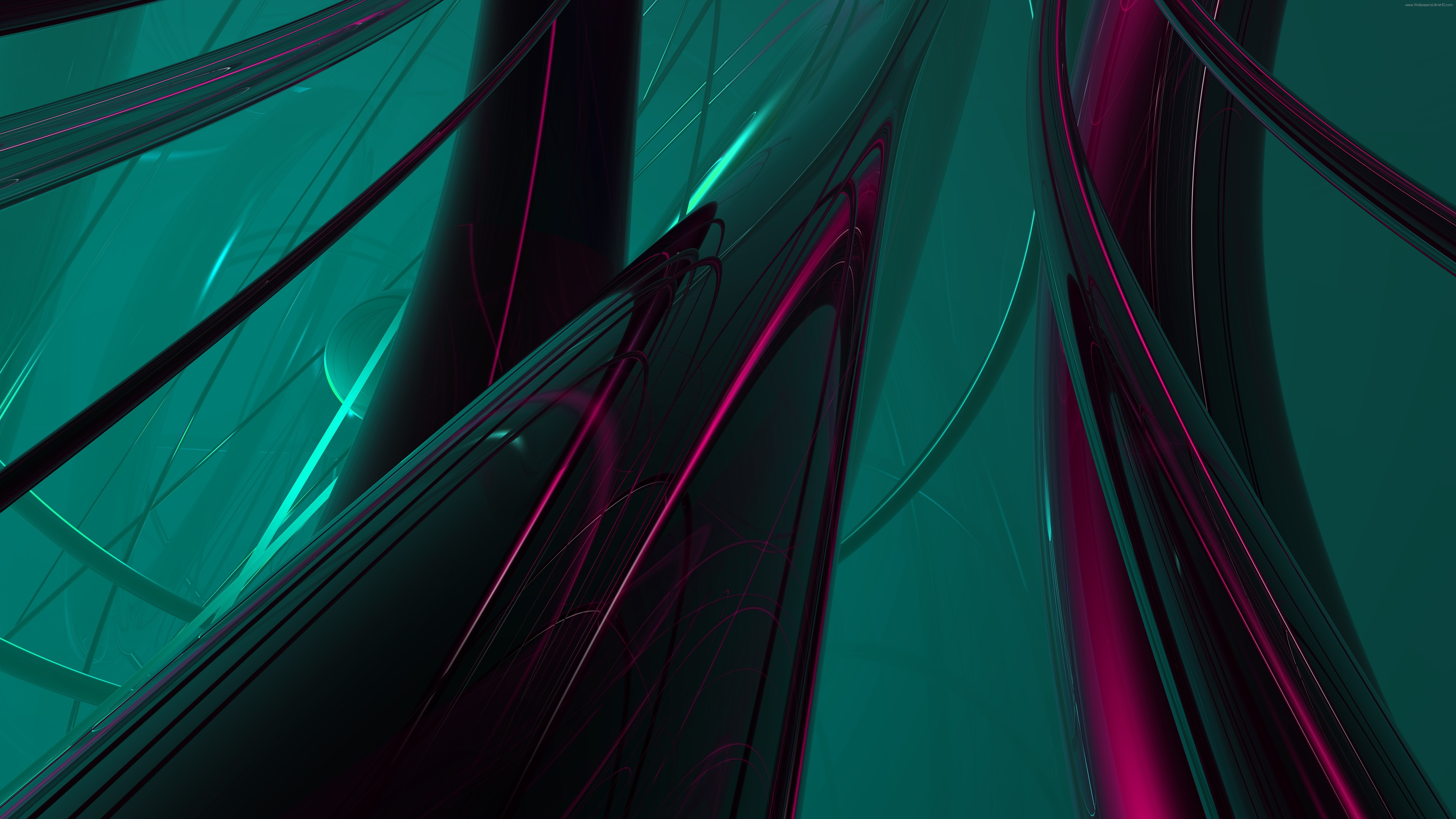 8k, 8K, tube, 8k uhd, digital art, green, darkness, magenta, graphics, light, line, HD Wallpaper