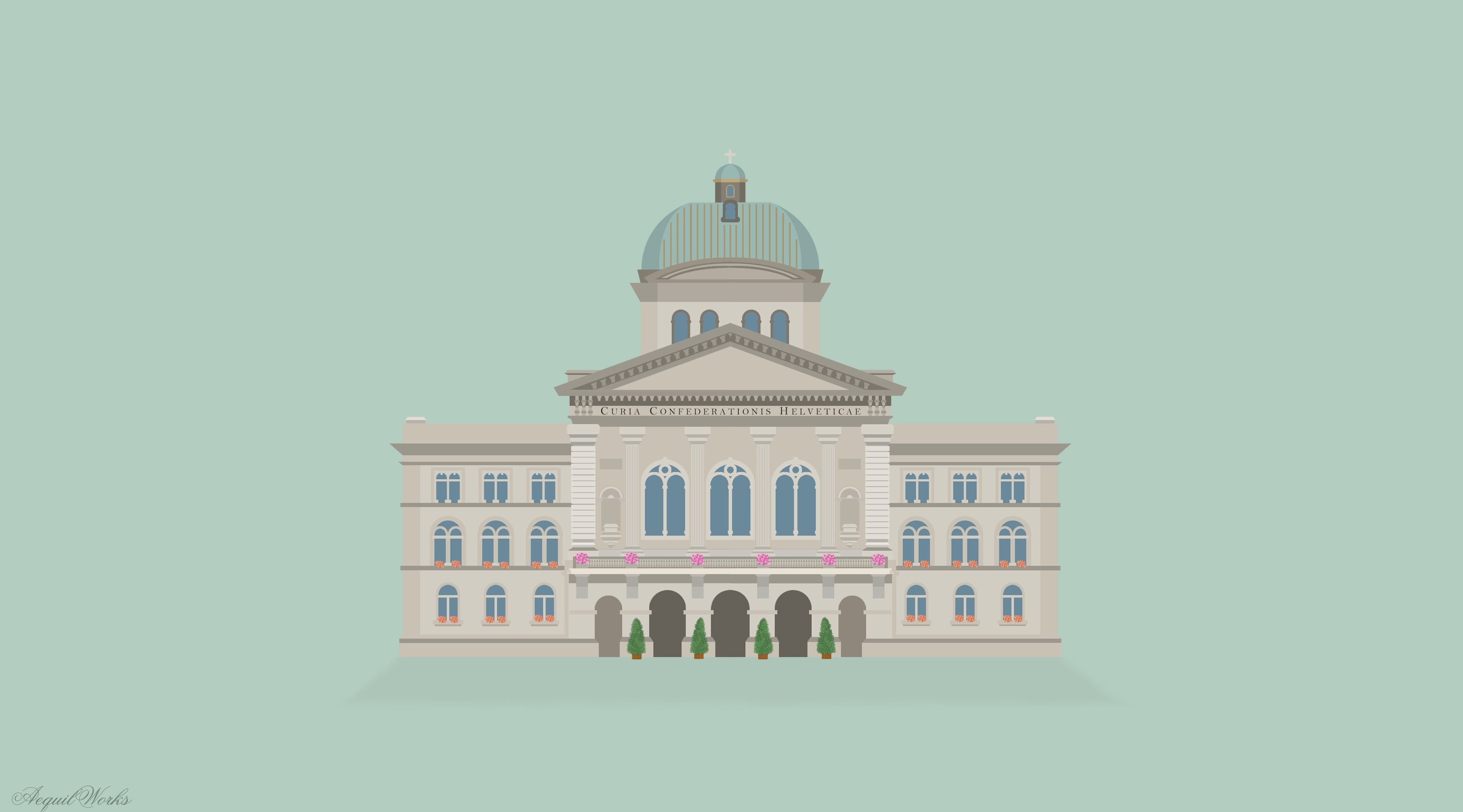 art, architecture, architectural column, 4K, government, bundeshaus, built structure, copy space, tourism, history, green color, Aero, building exterior, HD Wallpaper