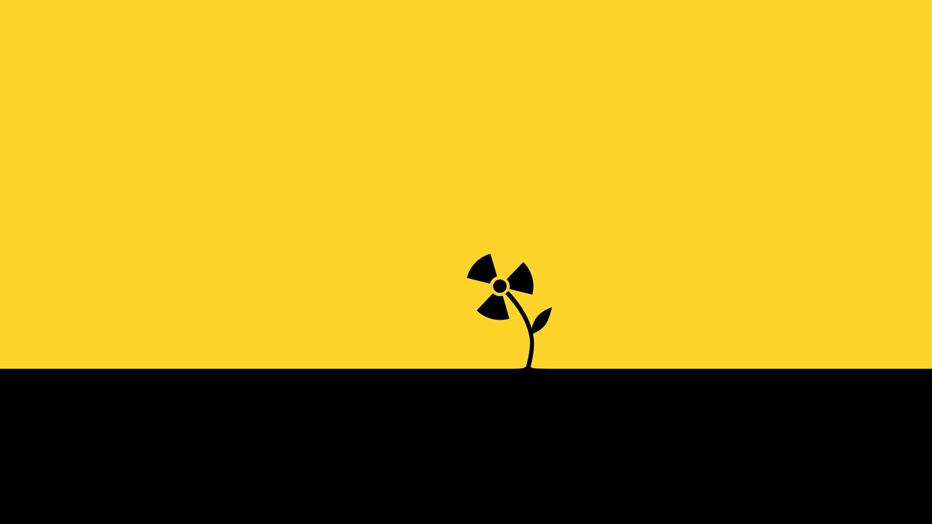 radioactive, pattern, 1080P, yellow, black, 1920x1080, minimalism, HD Wallpaper