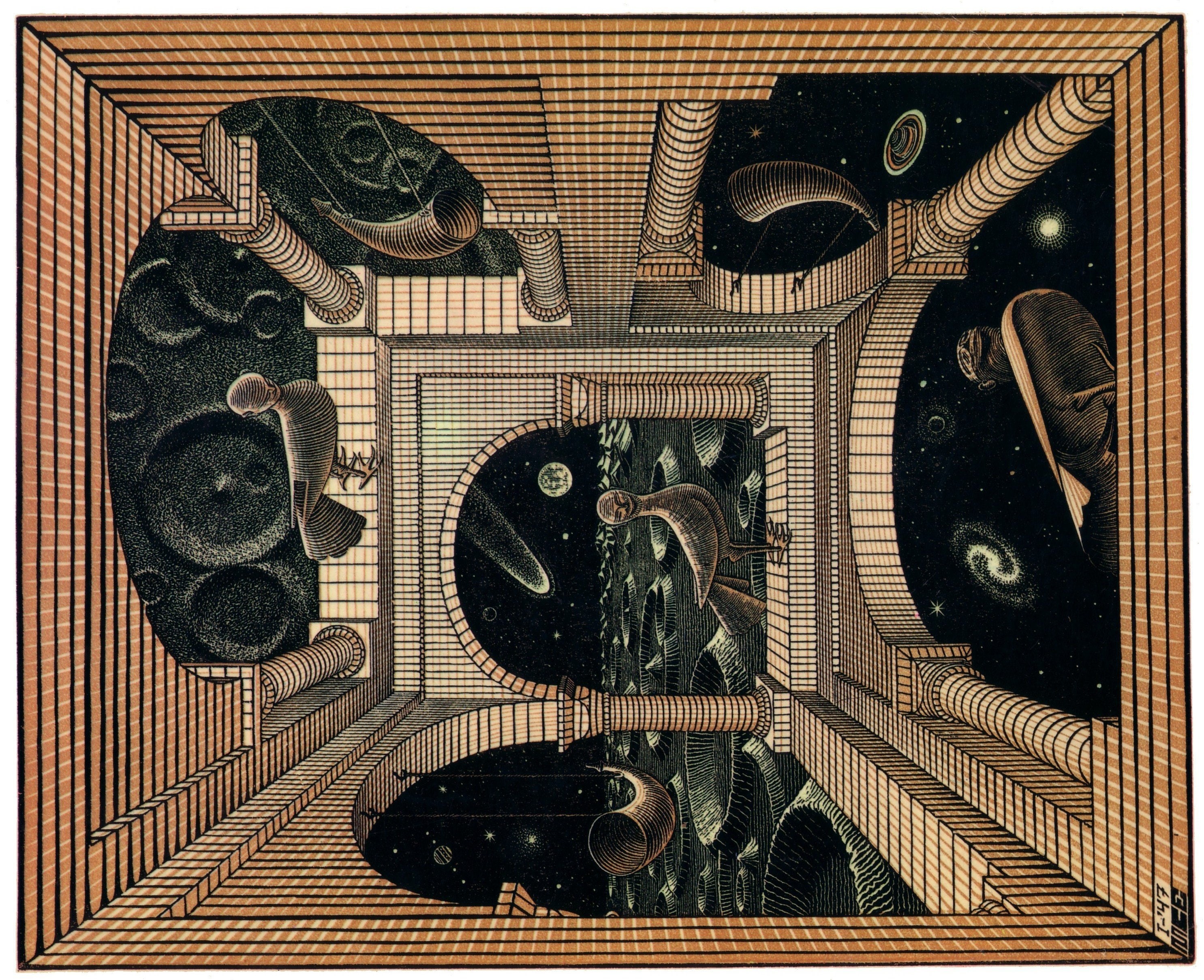 M. C. Escher, Optical Illusion, 2K, HD Wallpaper