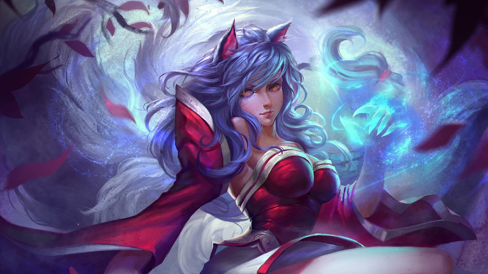 Ahri, clothing, young adult, illustration, paint, league, legends, multi colored, one person, art and craft, League of Legends, beauty, lifestyles, young women, HD Wallpaper
