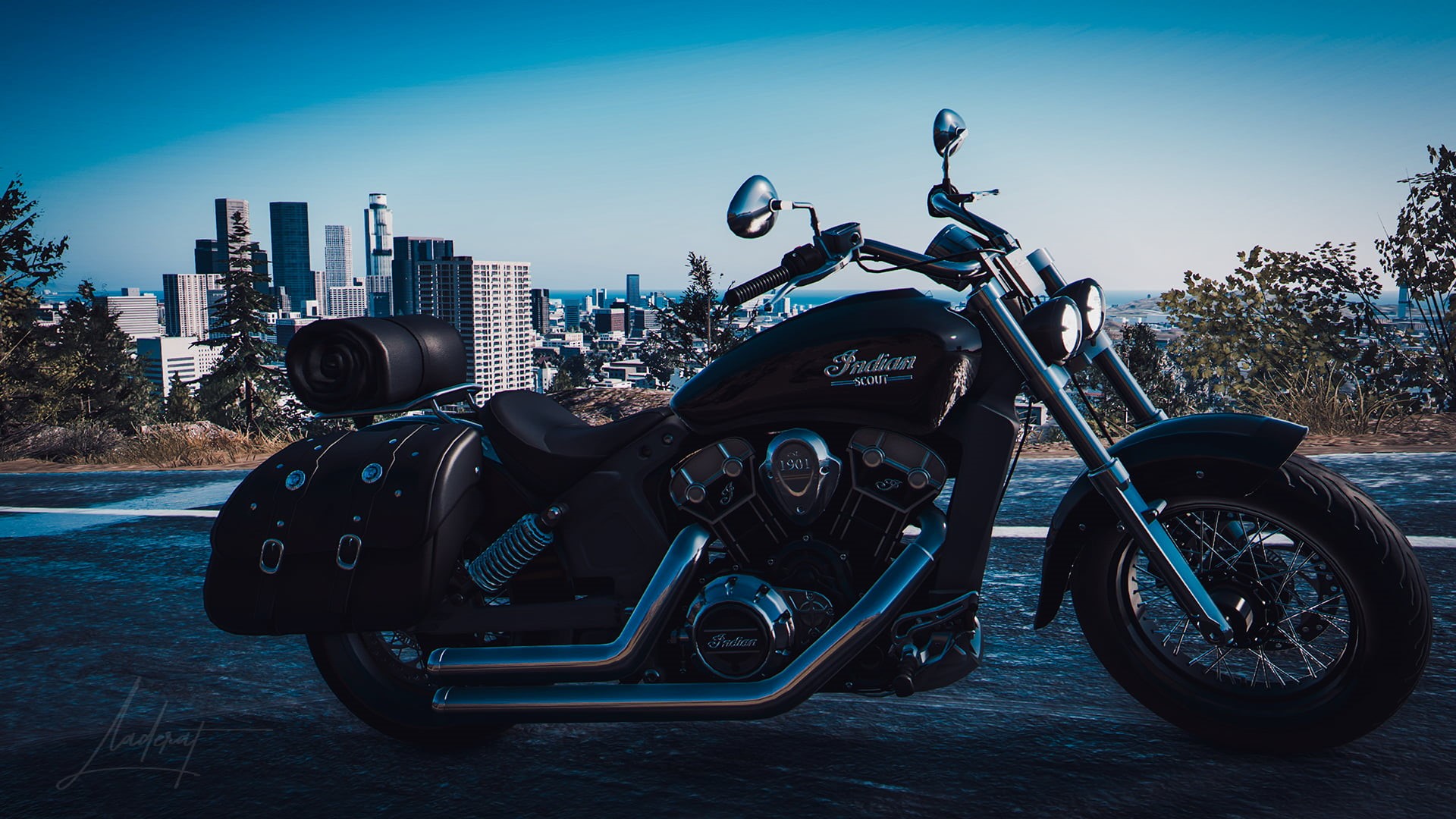 motobike, black, The Crew 2, motorcycle, Indian Scout (Vecicle), 1080P, HD Wallpaper