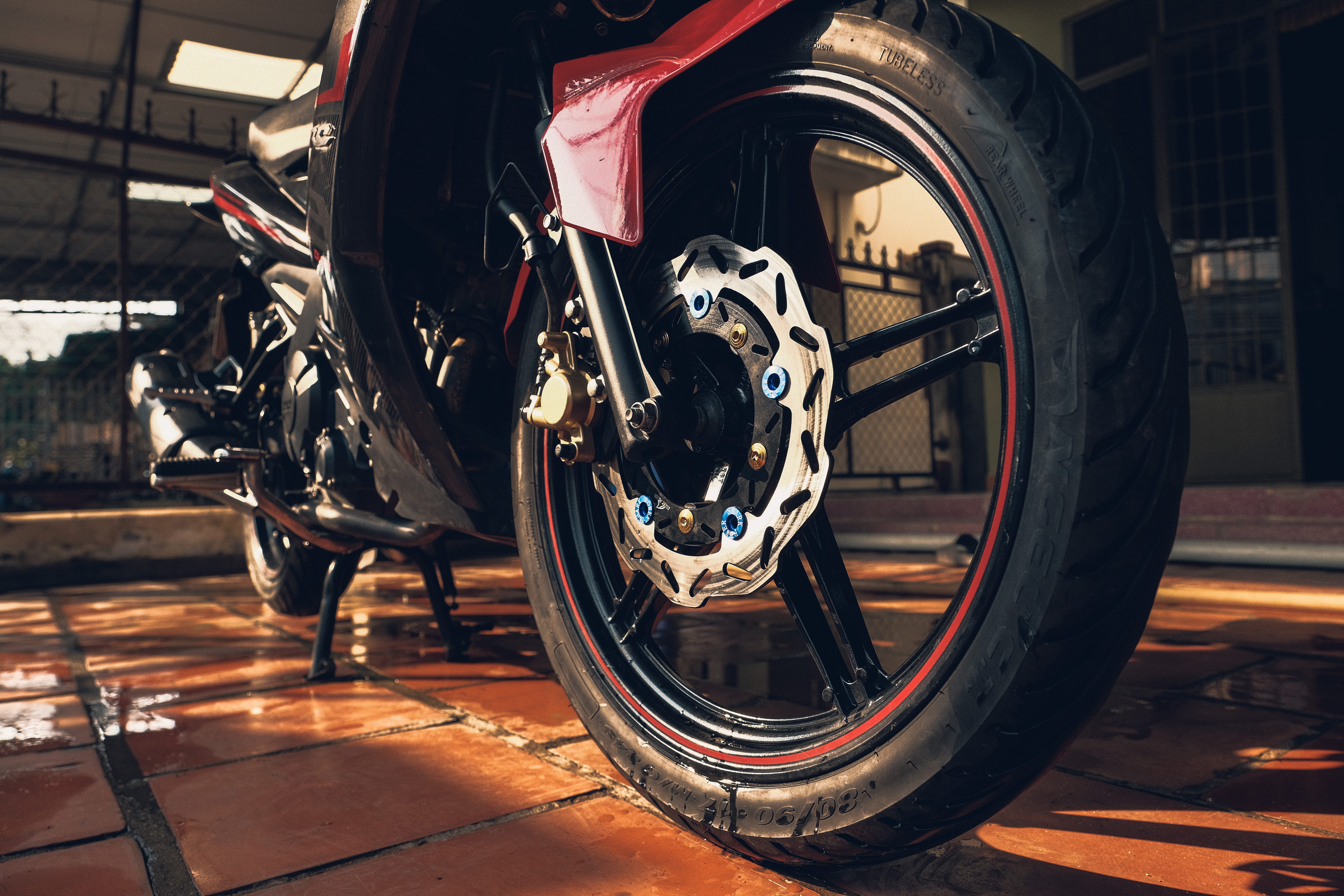 machine, tire, underbone, brake bike, auto repair shop, mechanic, motorcycle, city, bike, spoke, alloy wheel, transportation, bicycle, garage, outdoors, HD Wallpaper
