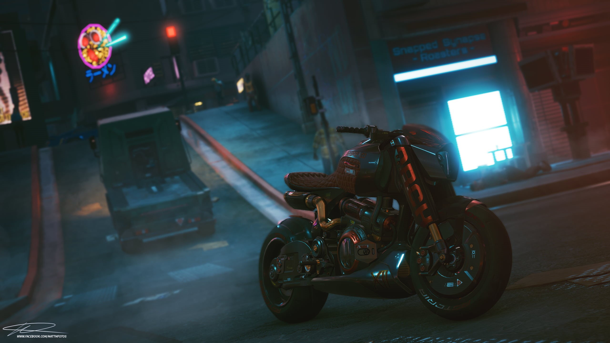 2K, Cyberpunk 2077, cyber, 2020photographys, futuristic, cyberpunk, mattmfotos, motobike, HD Wallpaper