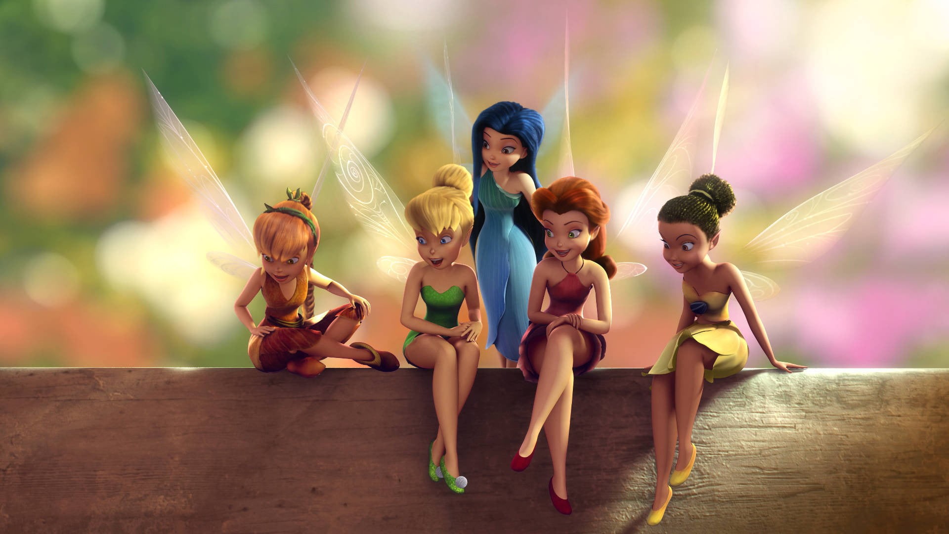 wood - Material, event, multi-colored hair, disney, friendship, females, the conversation, adult, sitting fairy, backgrounds, teenager, child, people, togetherness, HD Wallpaper