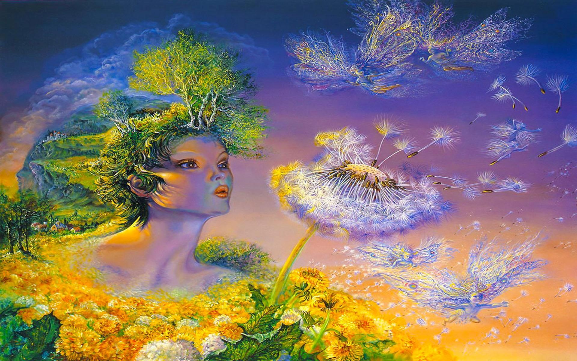 houses, rebirth, colorful, fairies, fantasy, 3d and abstract, tree, flowers, beauty, anime, mountain, fairy, 1080P, abstract, HD Wallpaper