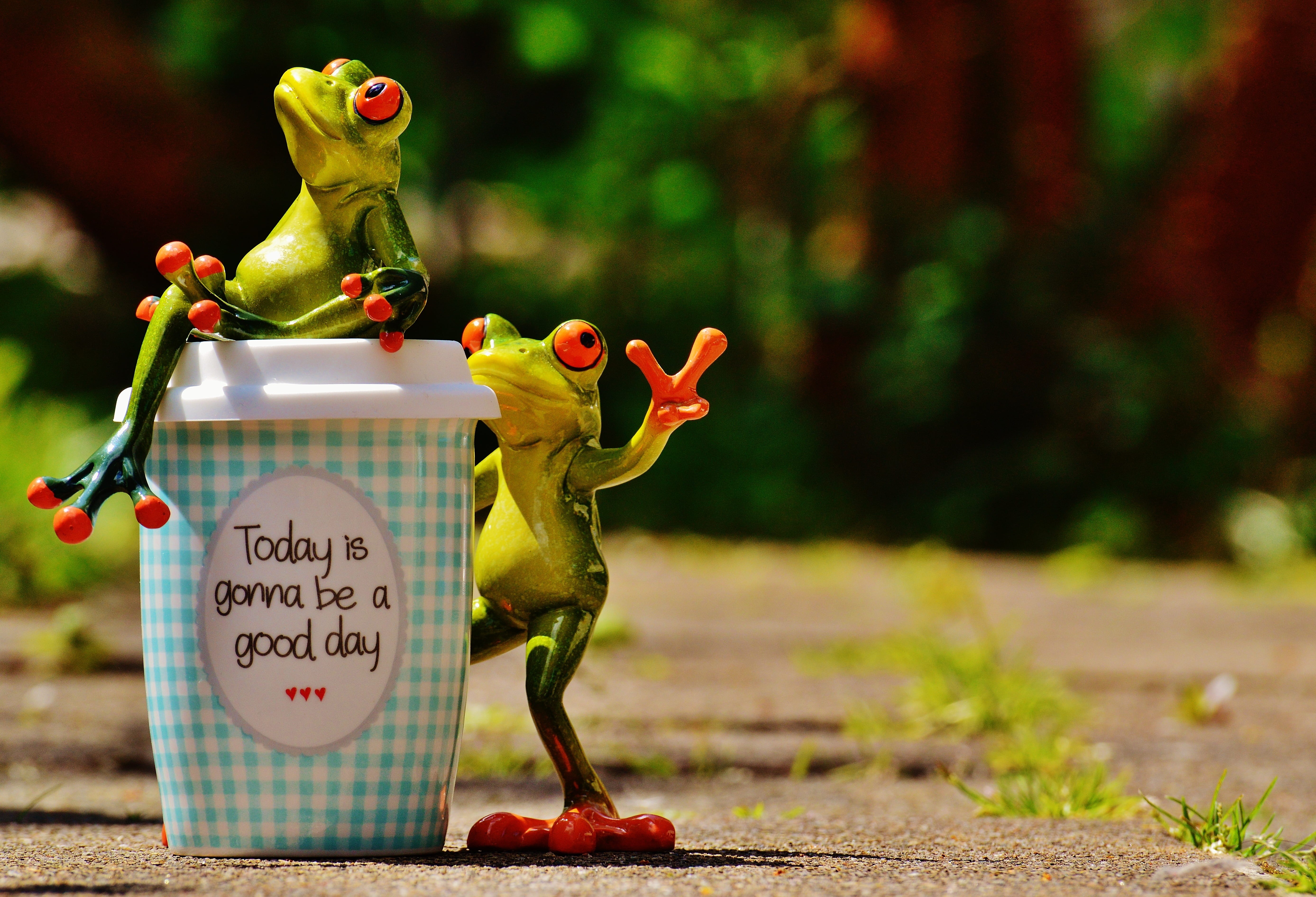 cute, outdoors, focus on foreground, day, shallow, coffee, western script, creativity, no people, happy, cup, craft, pep talk, communication, beautiful day, HD Wallpaper