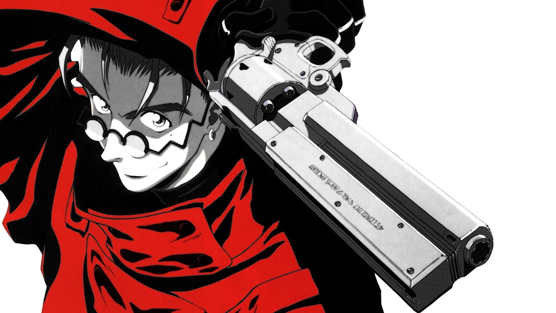 Vash the Stampede, people, arts culture and entertainment, red, mask, indoors, man made, 1080P, weapon, equipment, aggression, man, mask - disguise, studio shot, HD Wallpaper