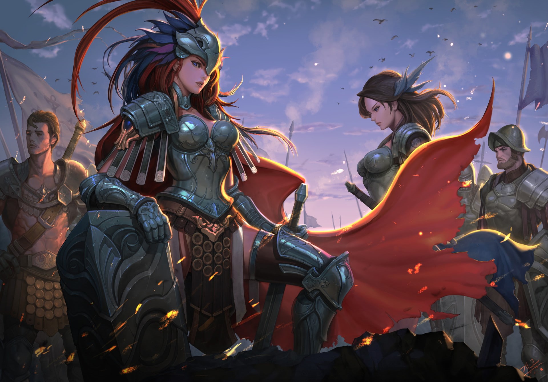 fantasy art, sword, medieval, warrior, knight, armor, 1080P, HD Wallpaper