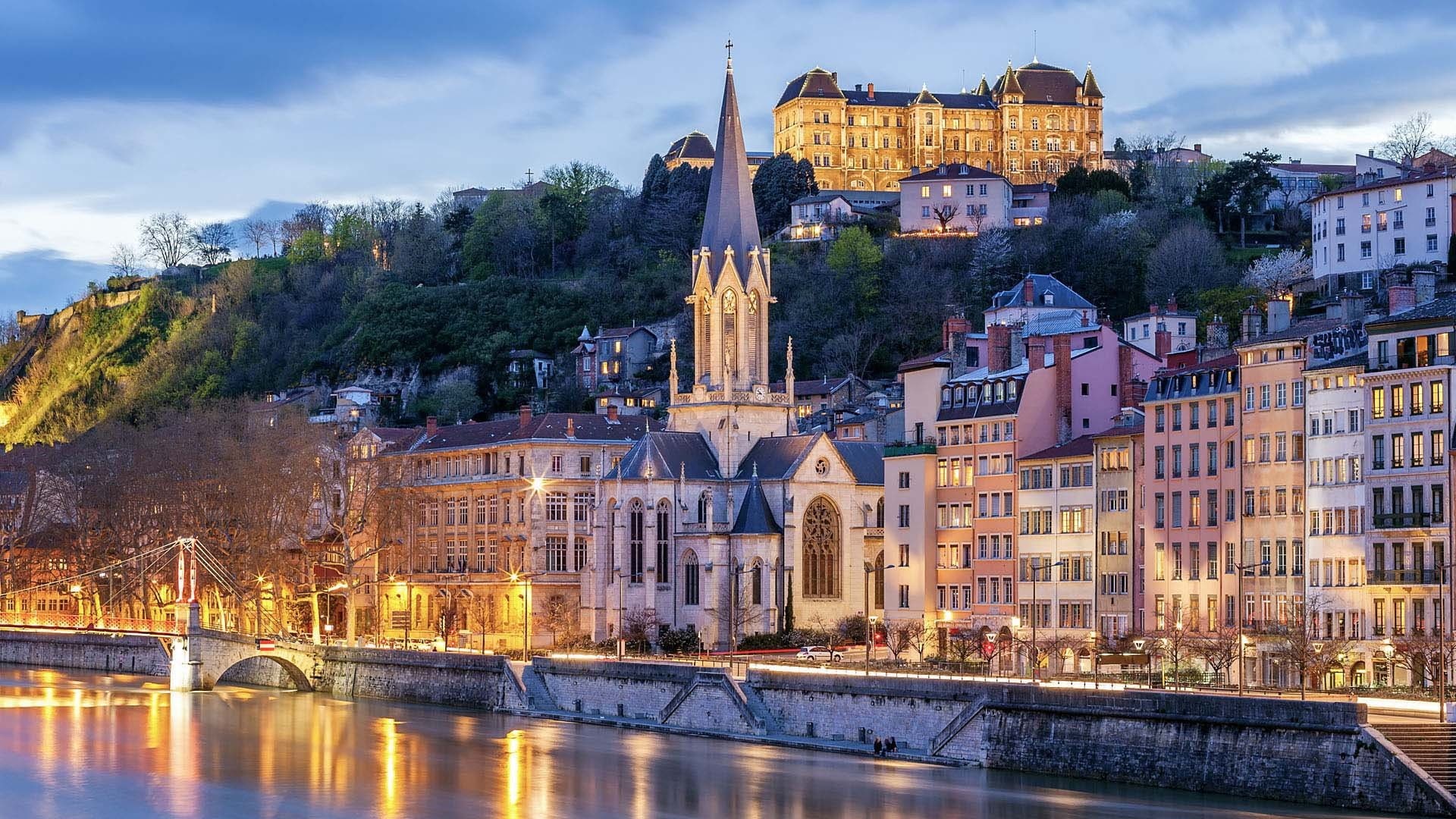 francia, lyon, europa, 1080P, ciudad, rio, HD Wallpaper