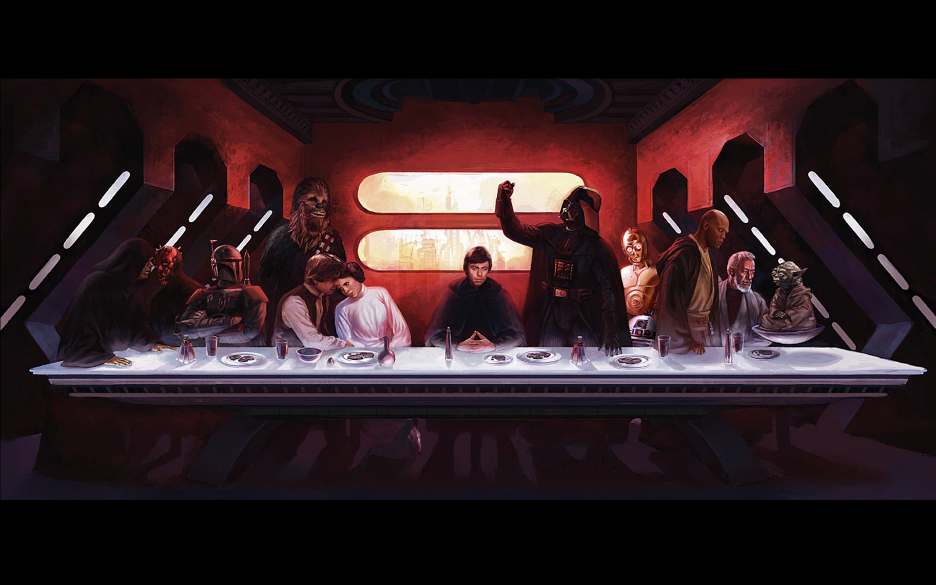 luke, lifestyles, wars, darth, real people, fun, group of people, men, star, boba, togetherness, c3po, maul, indoors, window, medium group of people, kenobi, HD Wallpaper