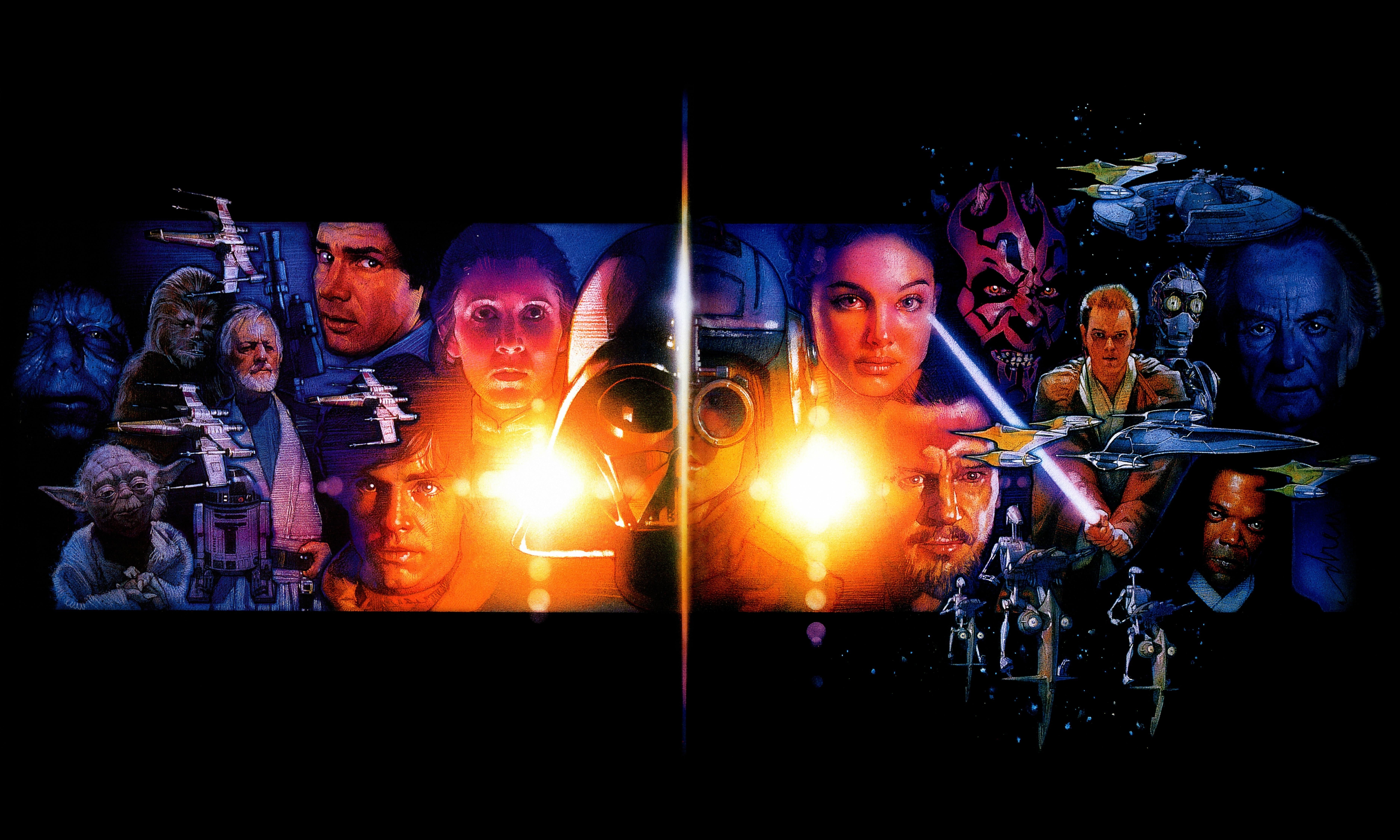 Emperor Palpatine, Luke Skywalker, Mace Windu, Qui-gon Jinn, Padmé Amidala, Darth Maul, Star Wars, R2-D2, Chewbacca, Anakin Skywalker, Darth Vader, Han Solo, HD Wallpaper