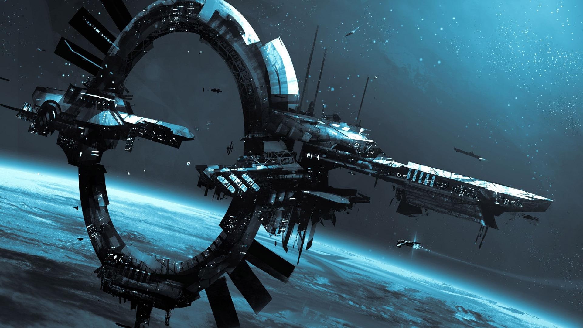 star, game, planet, 1080P, 1920x1080, spaceship, fantasy, application, spacedock, HD Wallpaper