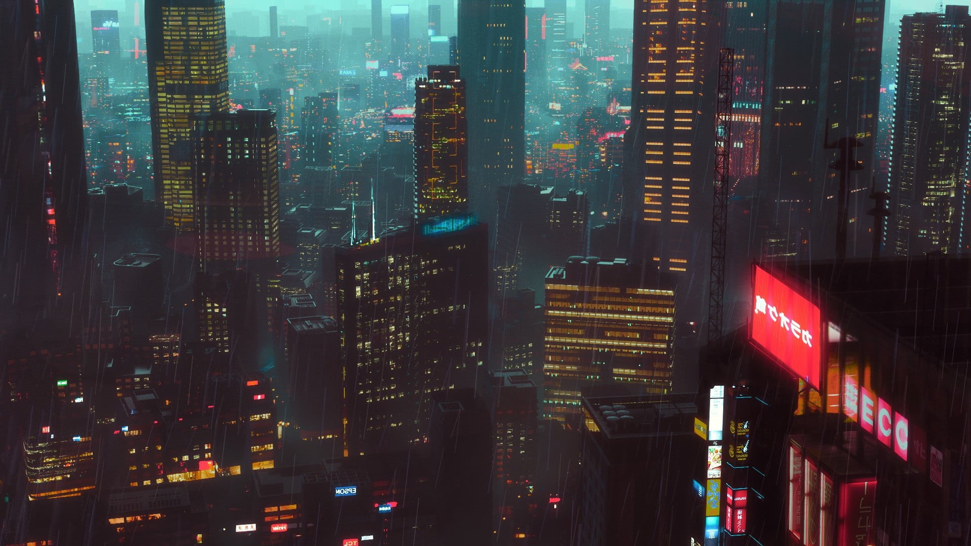 SciFi, Cyberport, Cyberpunk, by Artem Gainullov, The city, Night, 1080P, Rain, Science Fiction, Environment, City, Architecture, Artem Gainullov, HD Wallpaper