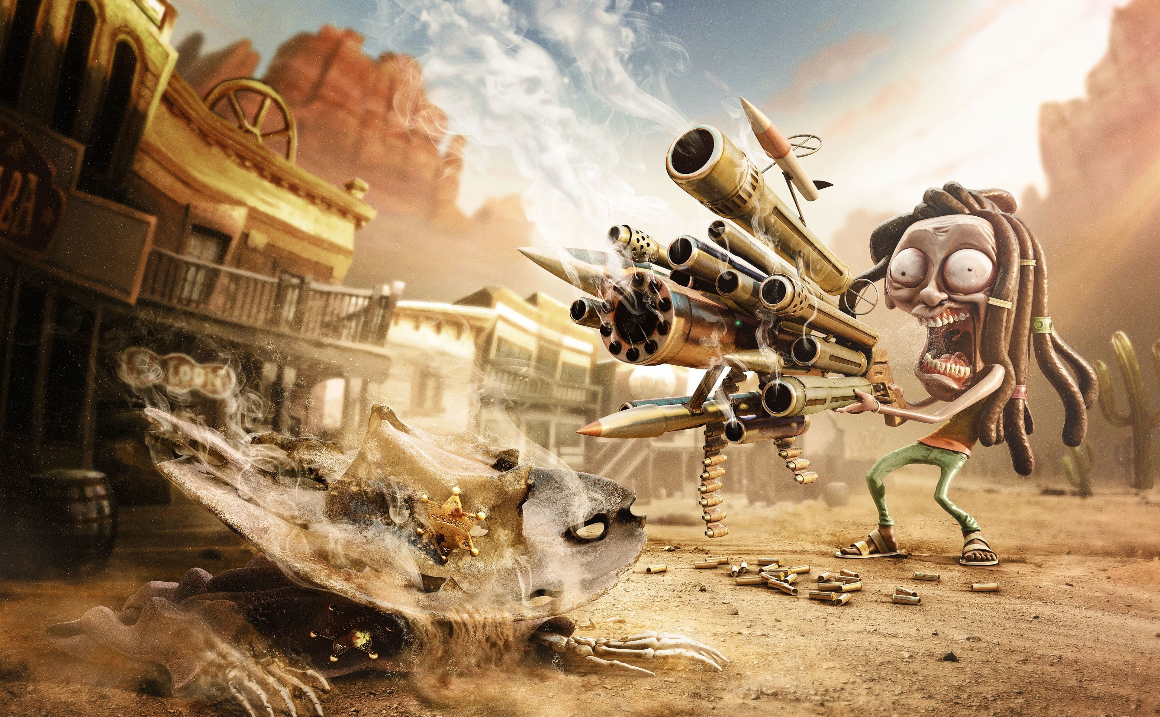 3DComputerGraphics, haired, scifi, nature, mammal, gunfighters, animal wildlife, Fiction, 3DArt, no people, gun, aggression, 4K, Funny, representation, HD Wallpaper