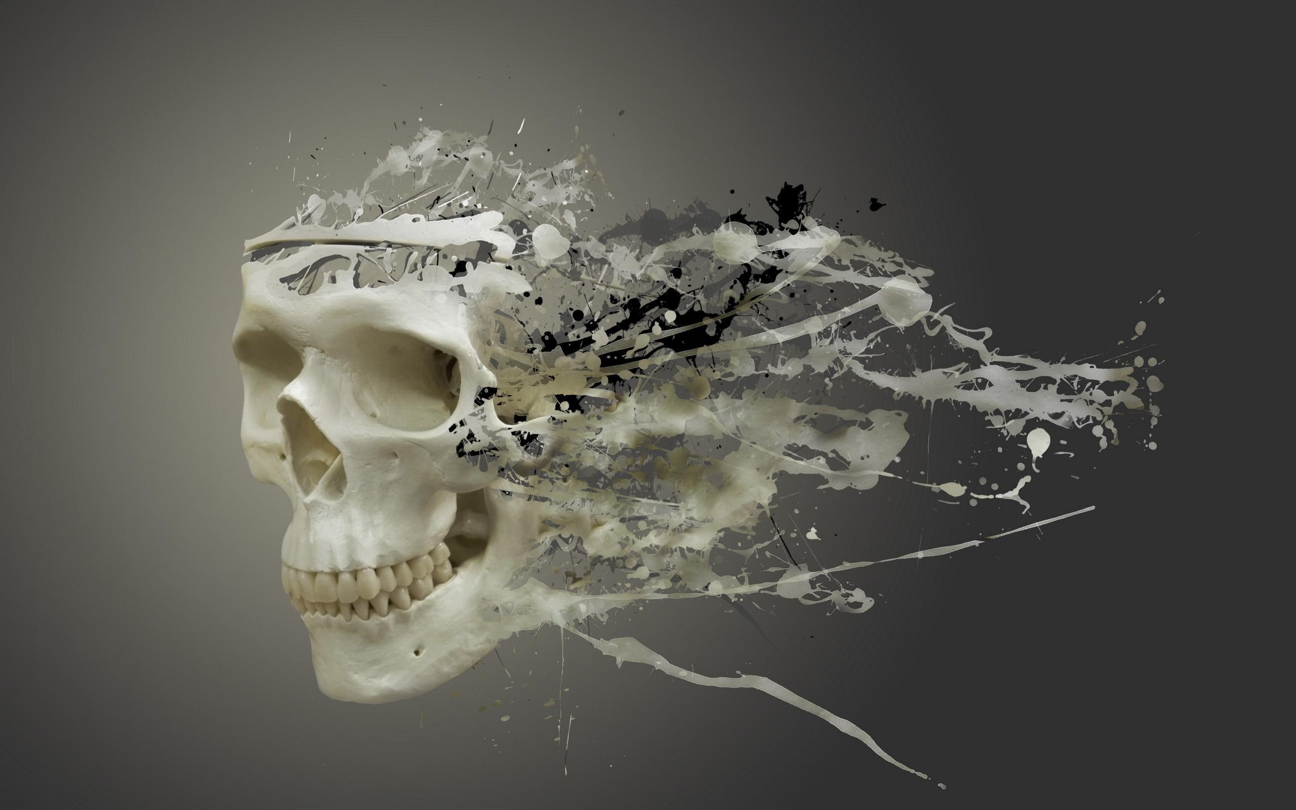 disintegrating, skull, 2K, HD Wallpaper