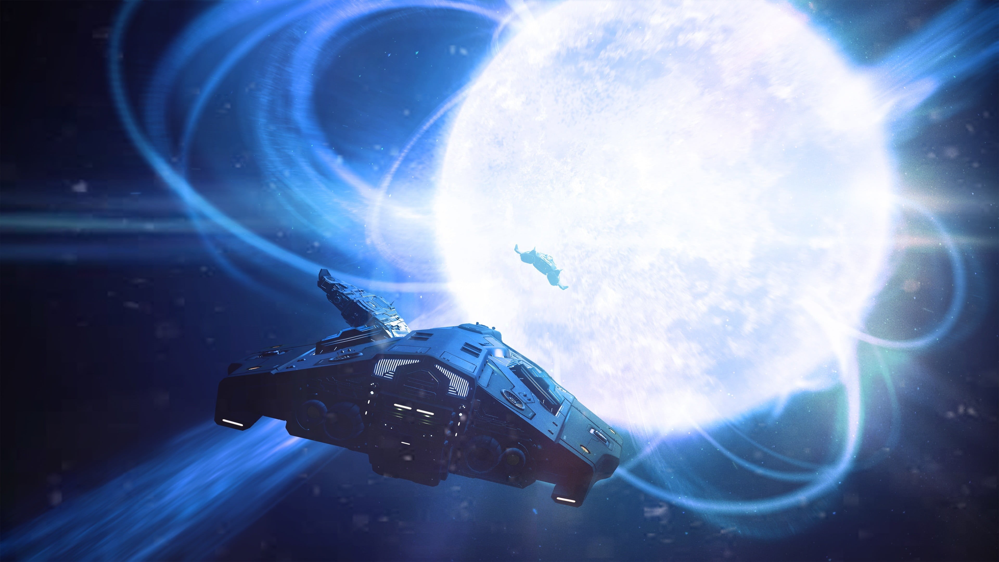 lens flare, Elite: Dangerous, flying, black, video games, water, nature, light beam, adventure, brightly lit, smoke - physical structure, airplane, sunlight, HD Wallpaper