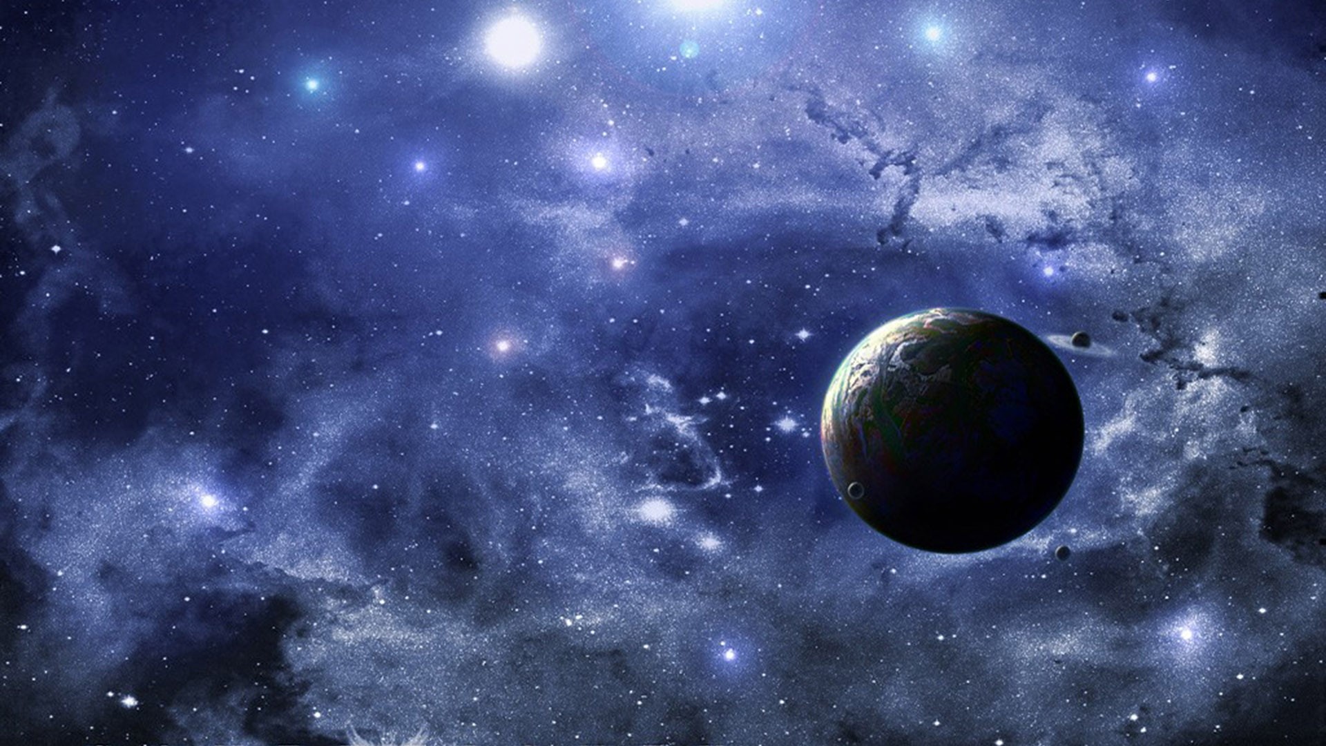 universe, blue, 1080P, space, dark, stars, abstract, planets, HD Wallpaper
