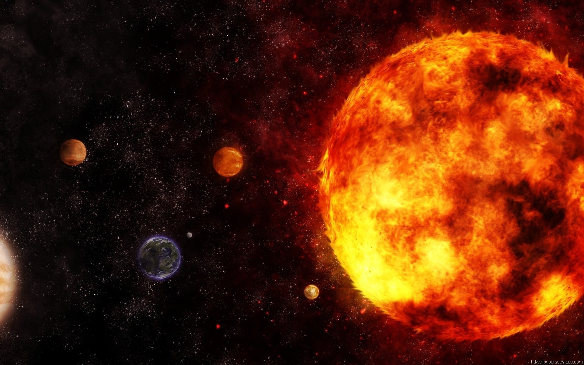 dark, universe, 1080P, planets, space, burning, stars, HD Wallpaper