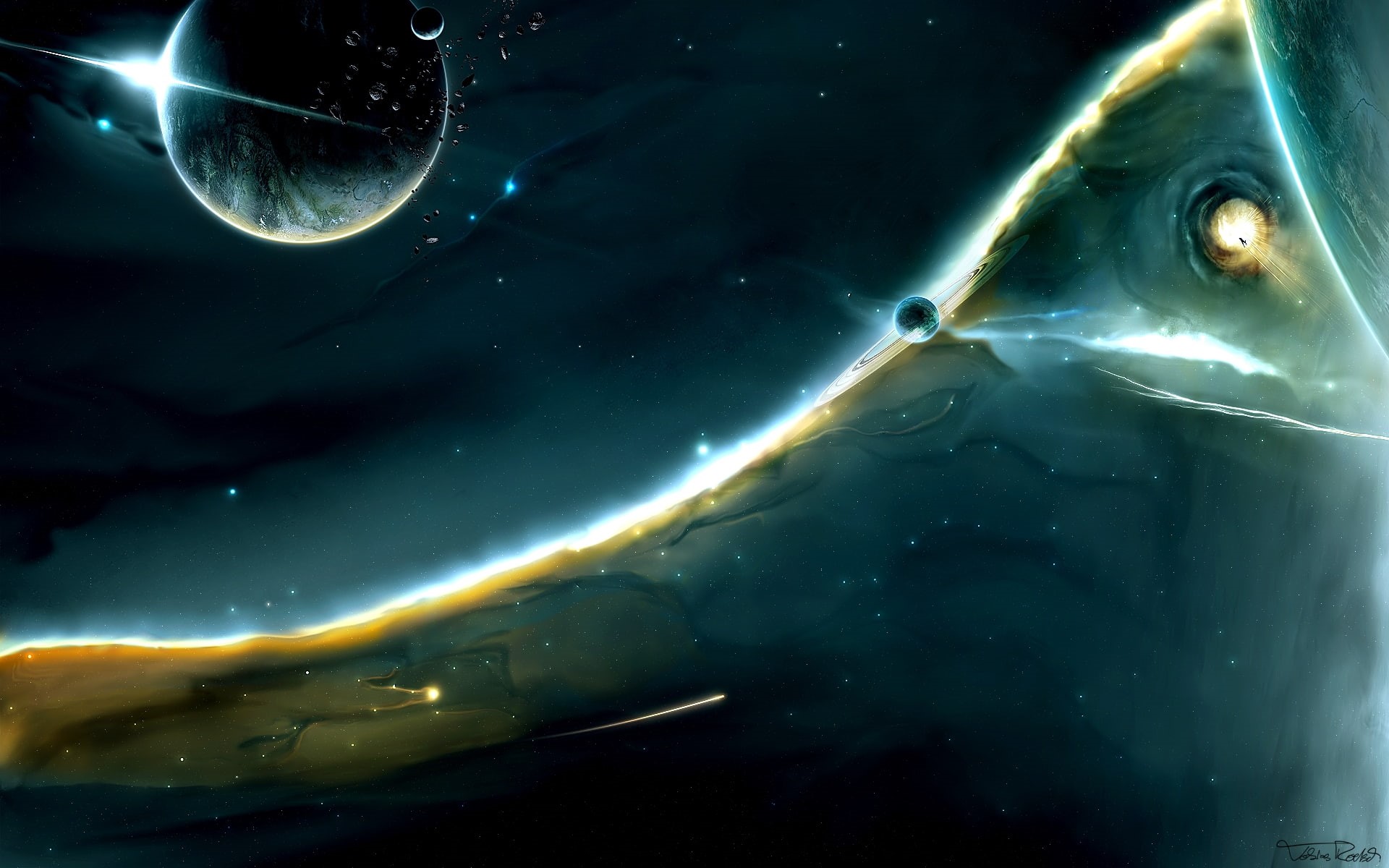 outer space, planets, space, x, wormhole, hd, 1080P, art, Abstract, stars, comet, outer, HD Wallpaper