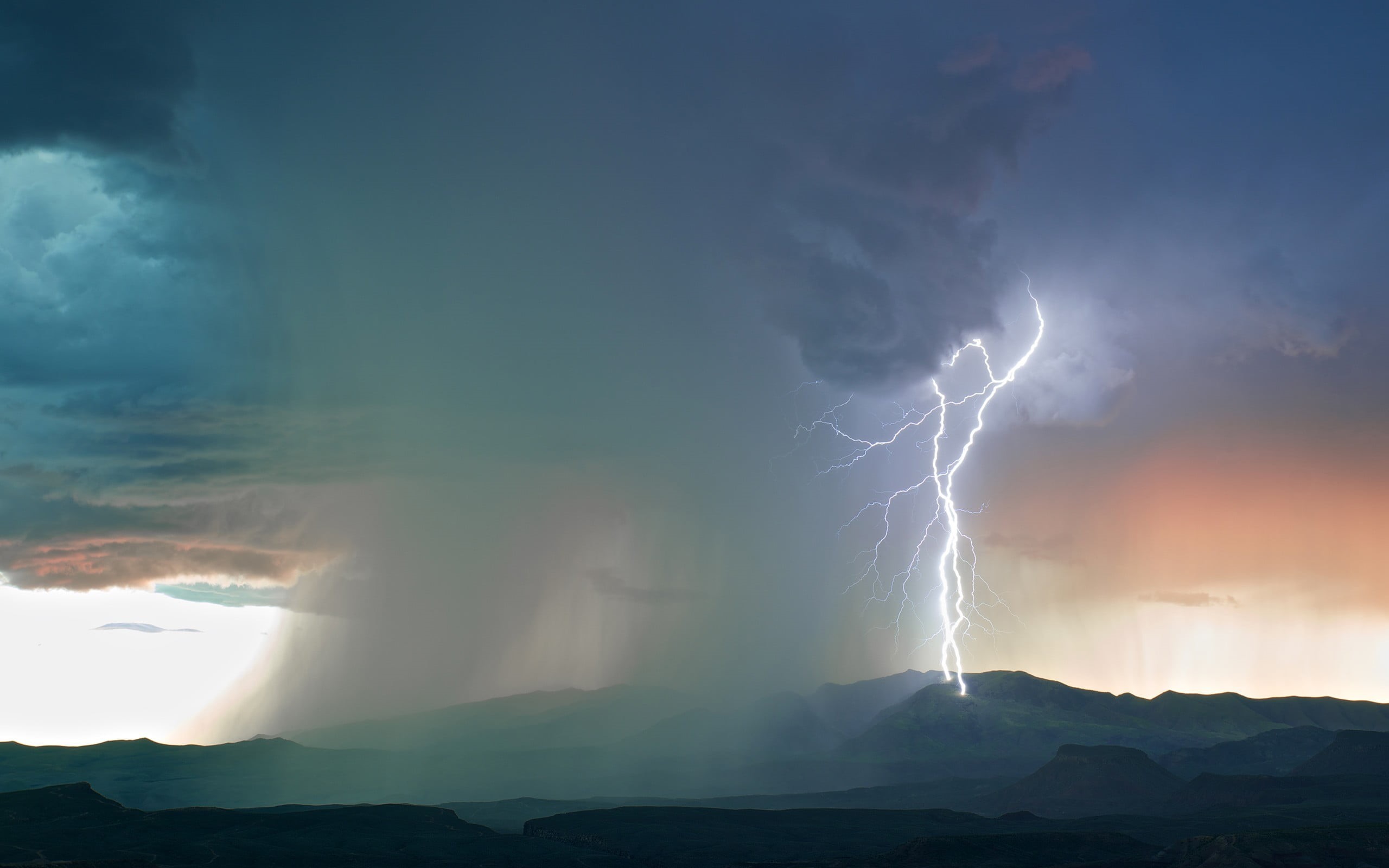 communication, no people, landscape, extreme weather, outdoors, thunderstorm, hitting, atmospheric mood, mountain, 2K, light, storm cloud, power, scenics - nature, HD Wallpaper