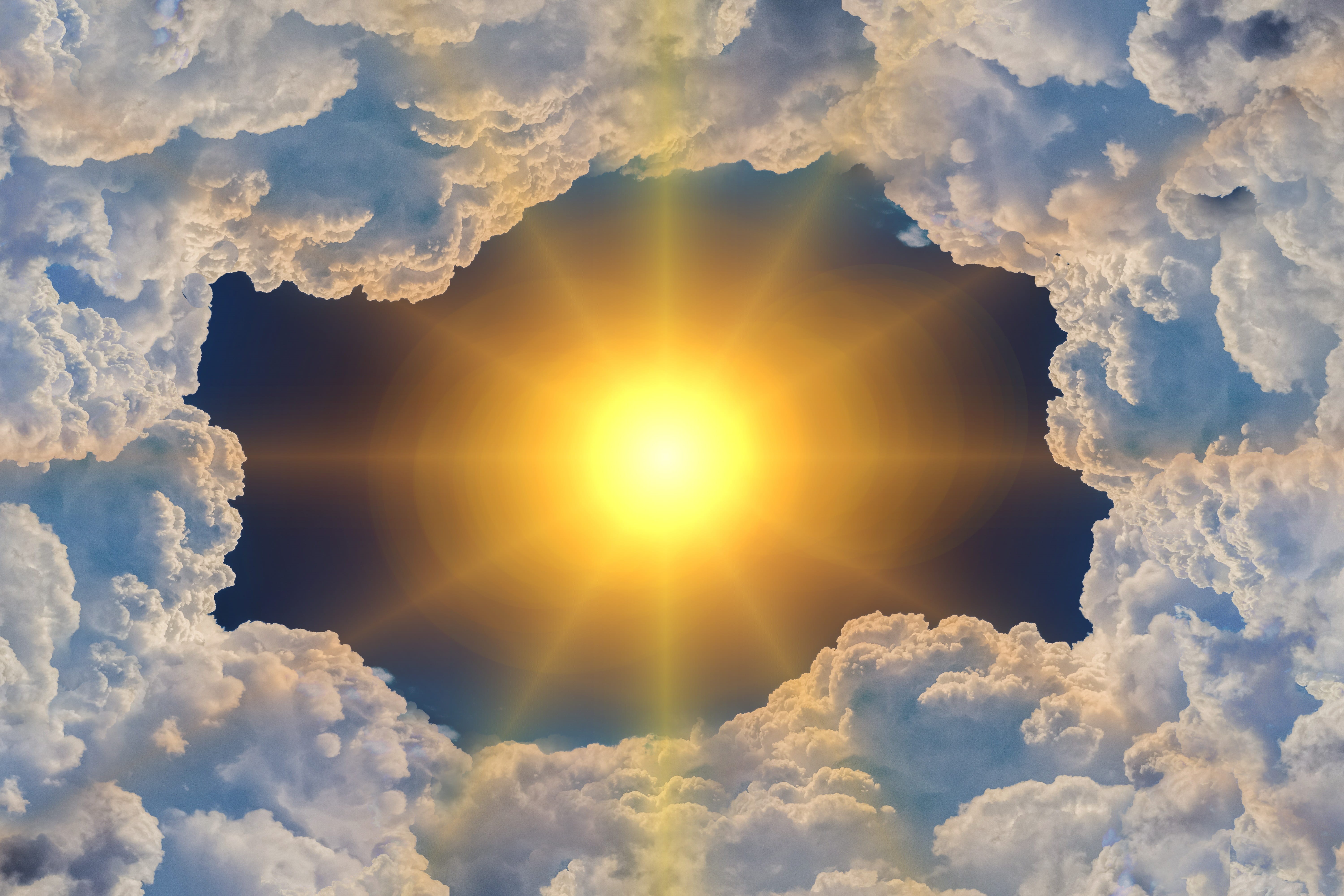 hot, climate change, sun, digital composite, clouds, illustration, heat, dramatic sky, cloud, tranquility, climate fluctuation, ozone, religion, ozone layer, HD Wallpaper