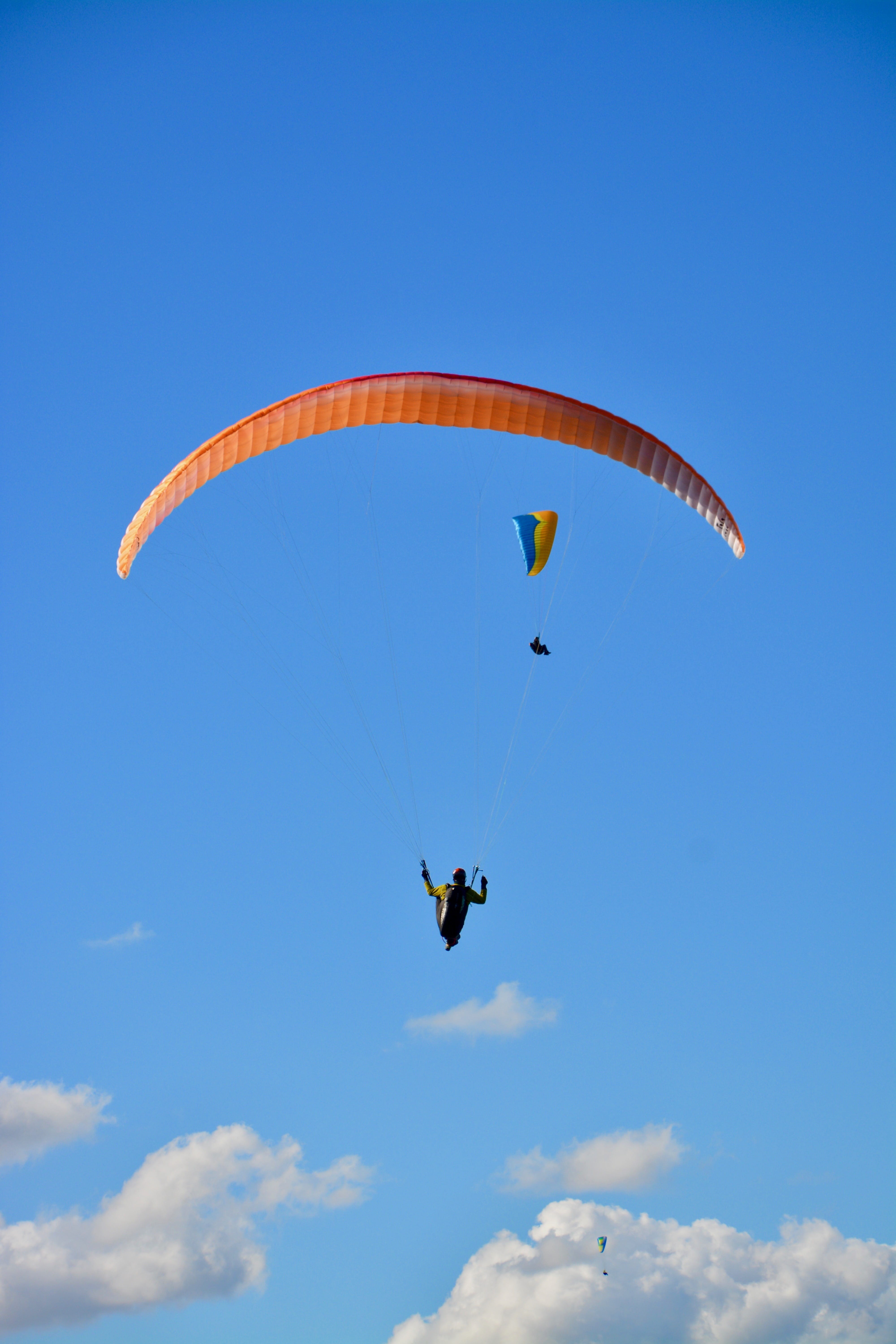 real people, outdoors, extreme sports, fly, mid-air, excitement, sailing, lifestyles, unrecognizable person, gliding, 5K, landscape, sky, wind, one person, Phone HD Wallpaper