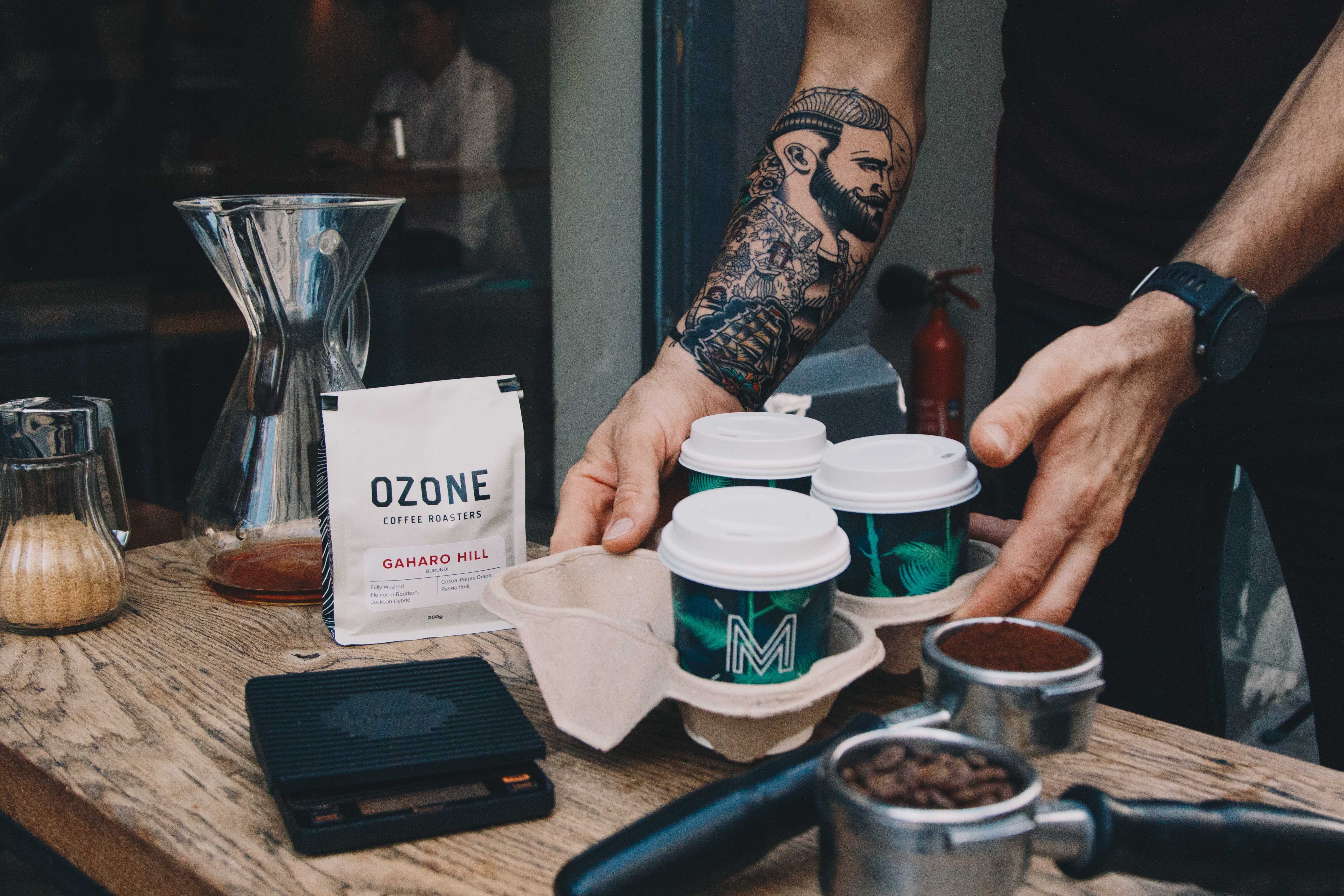 baristum, wholebean, cafe, ozone, sugar, restaurant, man, cups, tattoo, scale, one Person, drink, takeaway, caucasian Ethnicity, coffee, bean, holding, HD Wallpaper