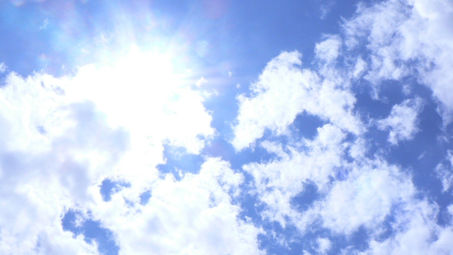 meteorology, scenics - nature, cumulus, sky, sun, clouds, fluffy, 1080P, cloud - Sky, space, backgrounds, cloudscape, light, tranquility, nature, season, HD Wallpaper
