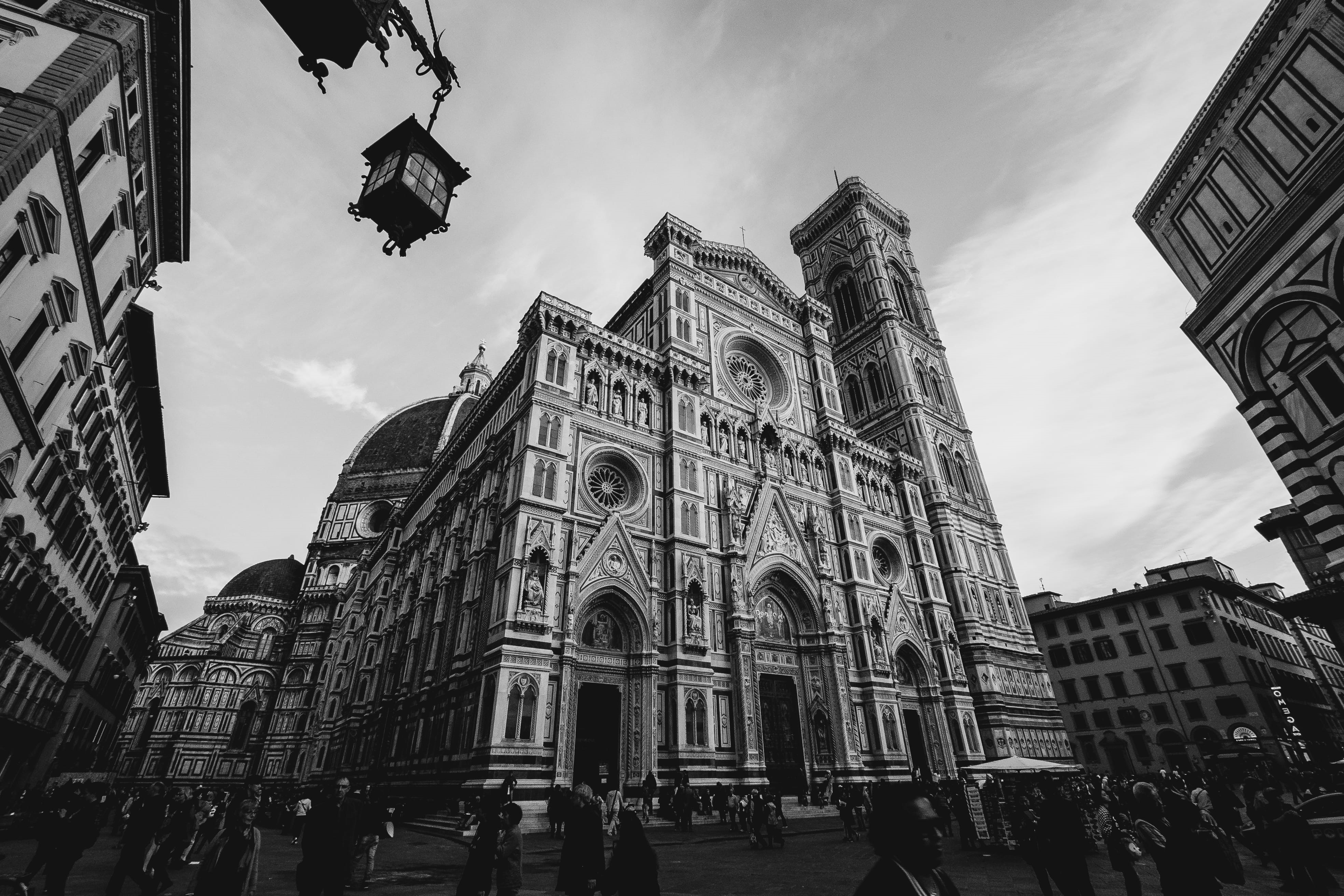 travel destinations, building exterior, city, firenze, 4K, italia, italian city, santa maria del fiore, sky, real people, outdoors, cloud - sky, large group of people, HD Wallpaper