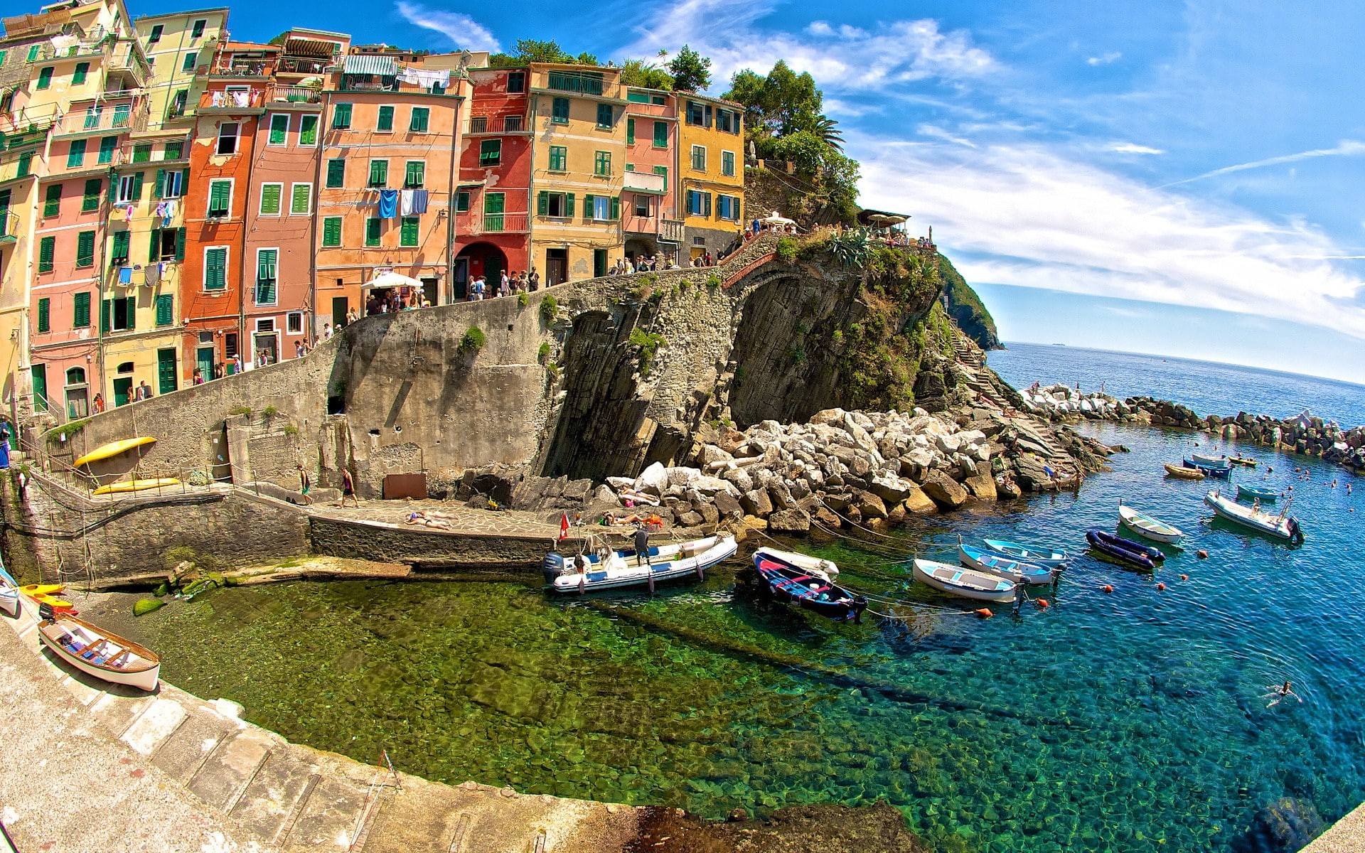 Italy, 1080P, colorful, Riomaggiore, boat, HD Wallpaper