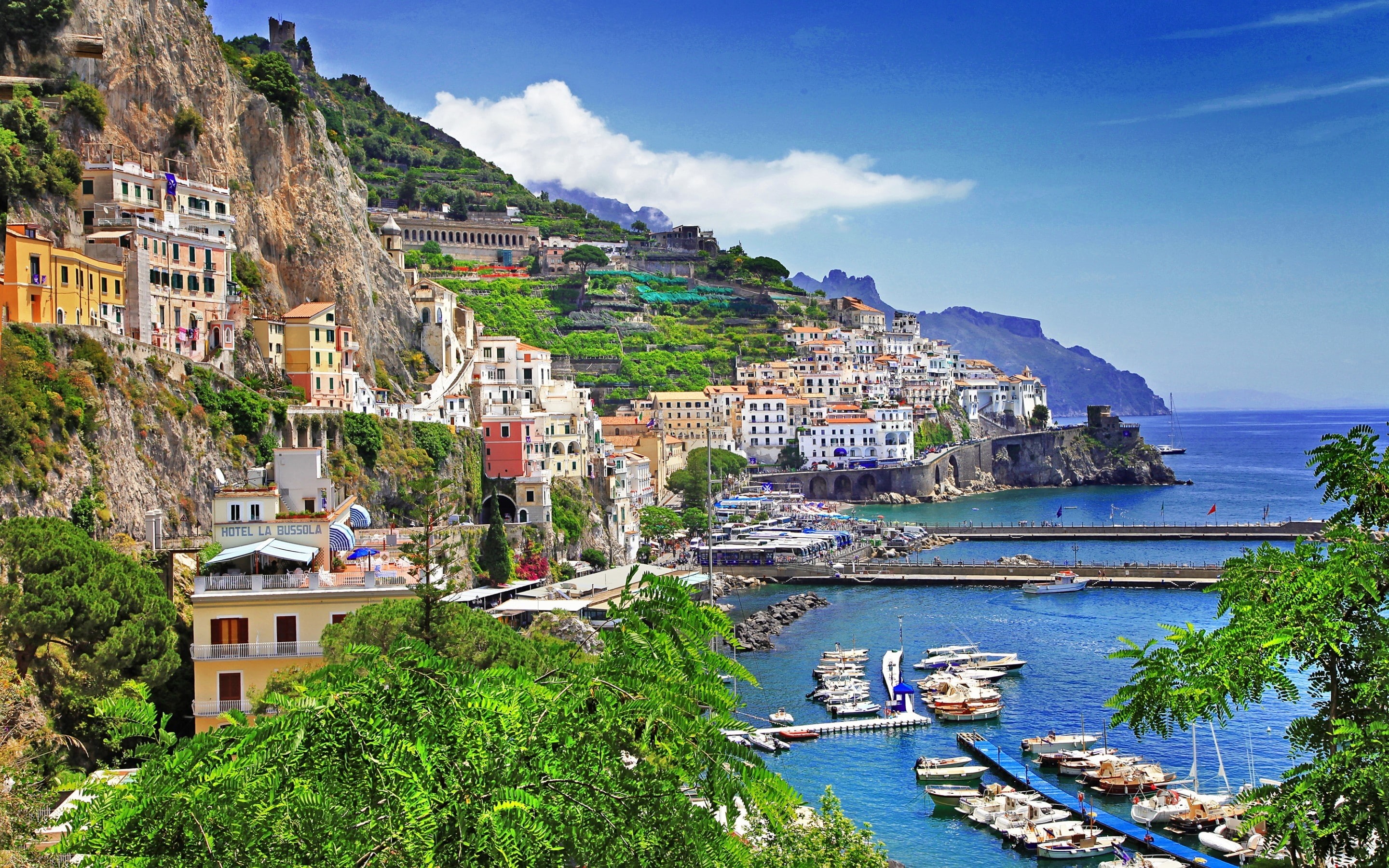 Salerno, sea, 2K, Positano, landscape, HD Wallpaper