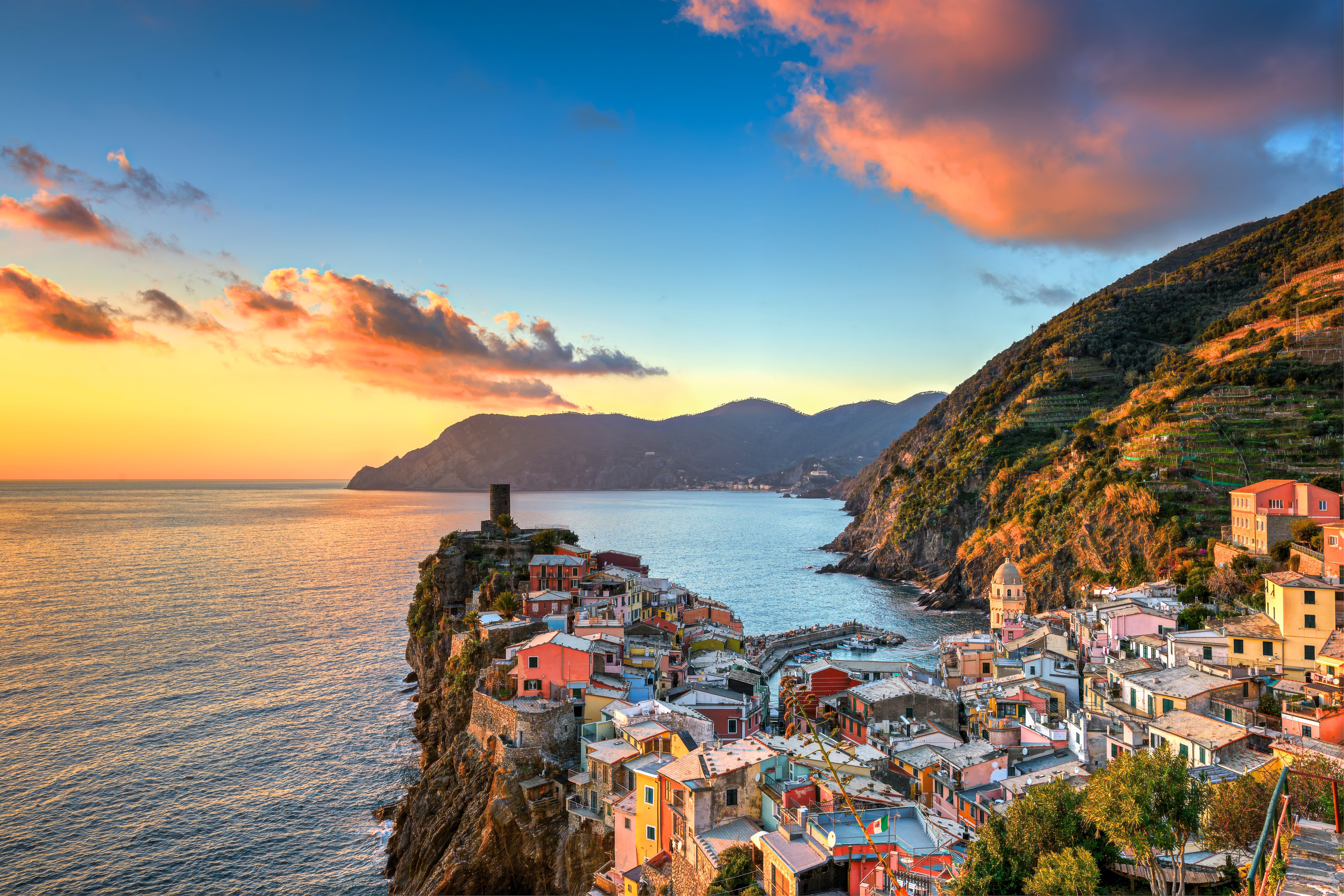 journey, beauty In Nature, blue, land, building, travel, mountain, seascape, cliff, travel Destinations, water, Ligurian Sea, multi Colored, cloud - sky, HD Wallpaper