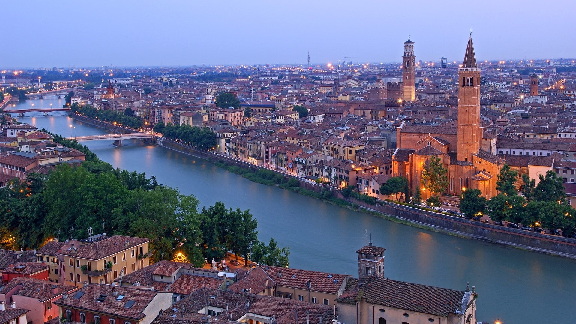 Bridges, City, River, 1080P, Adige, Houses, Verona, Italy, HD Wallpaper