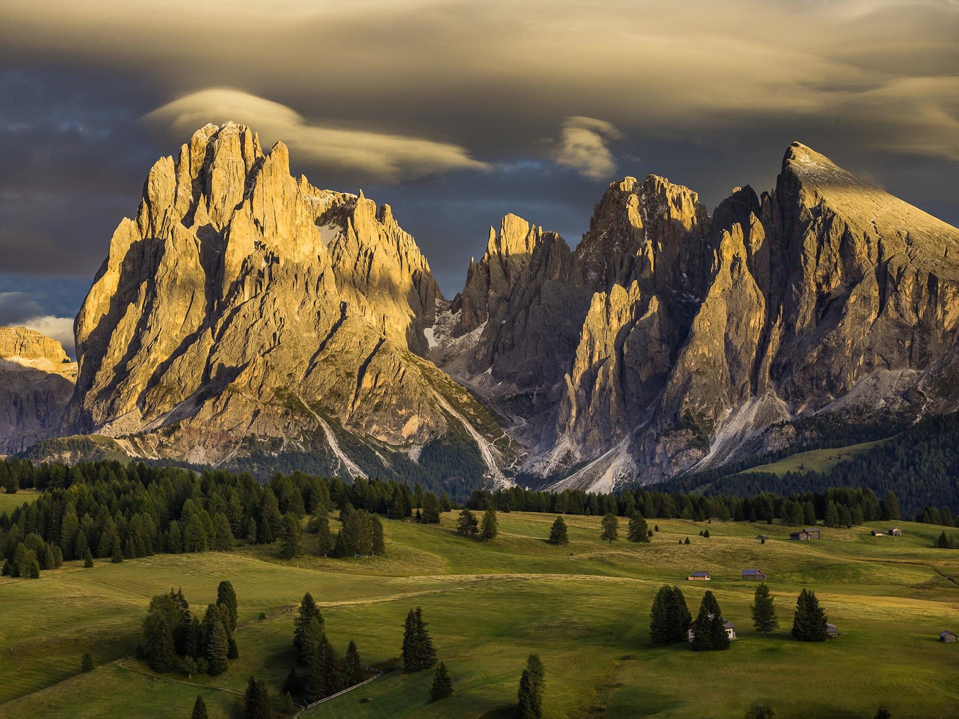 siusi, grass, nature, alpe, di, green, mountains, italy, alpe di siusi, dolomites, 1080P, HD Wallpaper