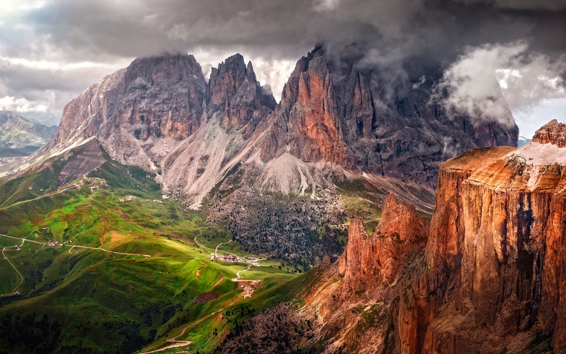 Clouds, Dolomites, Italy, Mountains, 1080P, Alps, Tyrol, South, Dusk, HD Wallpaper