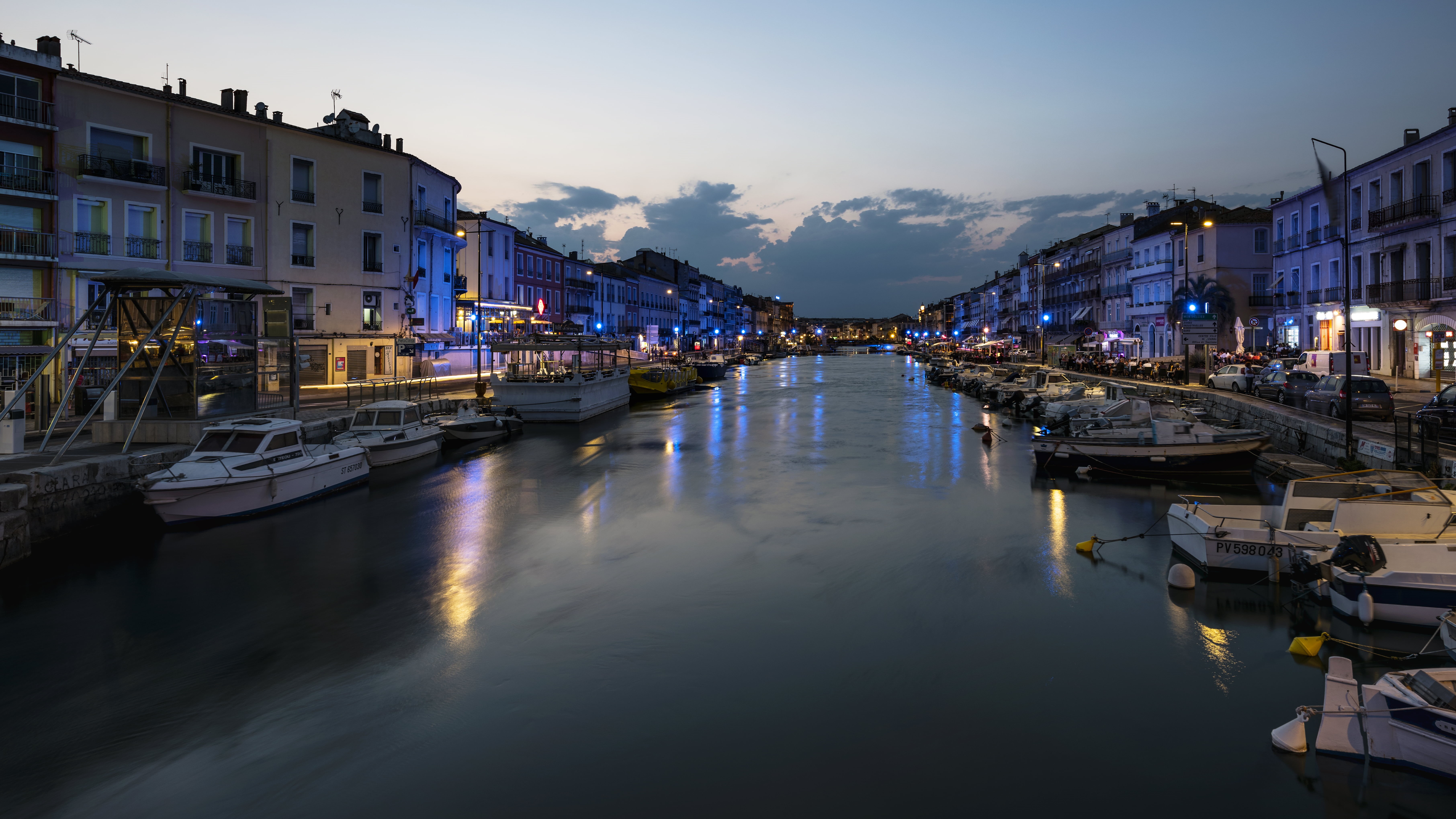 Embankment, europe, nautical Vessel, Hérault, Blue, Water, Italy, Dusk, Nikon, italy, Occitanie, Venice, Sète, Canal, venice, night, outdoors, Light, great, HD Wallpaper