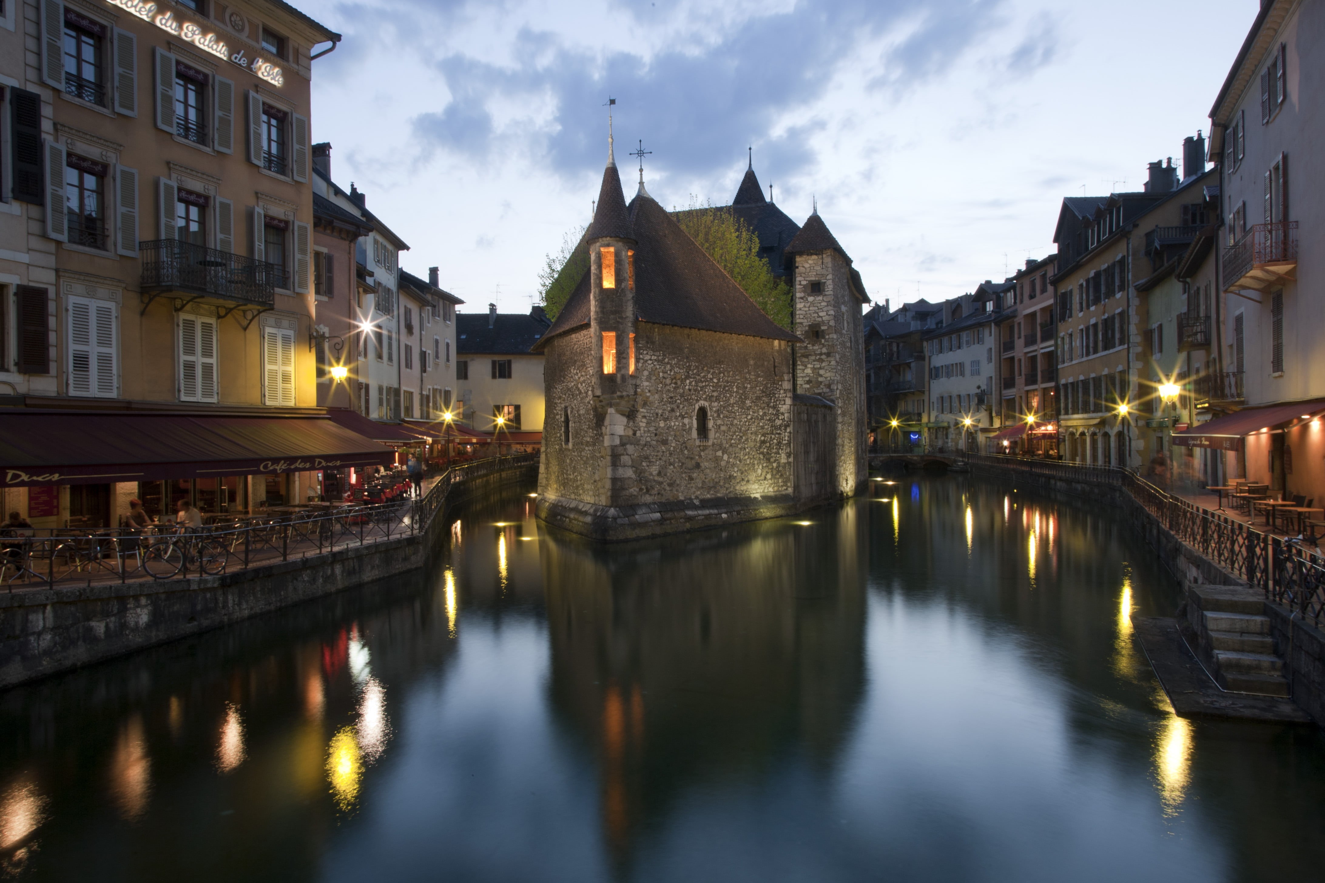 tourism, Palais de lIsle, isle, France, River, Canon EF, venice, illuminated, famous Place, water, night, urban Scene, old, building Exterior, grand, Thiou, HD Wallpaper