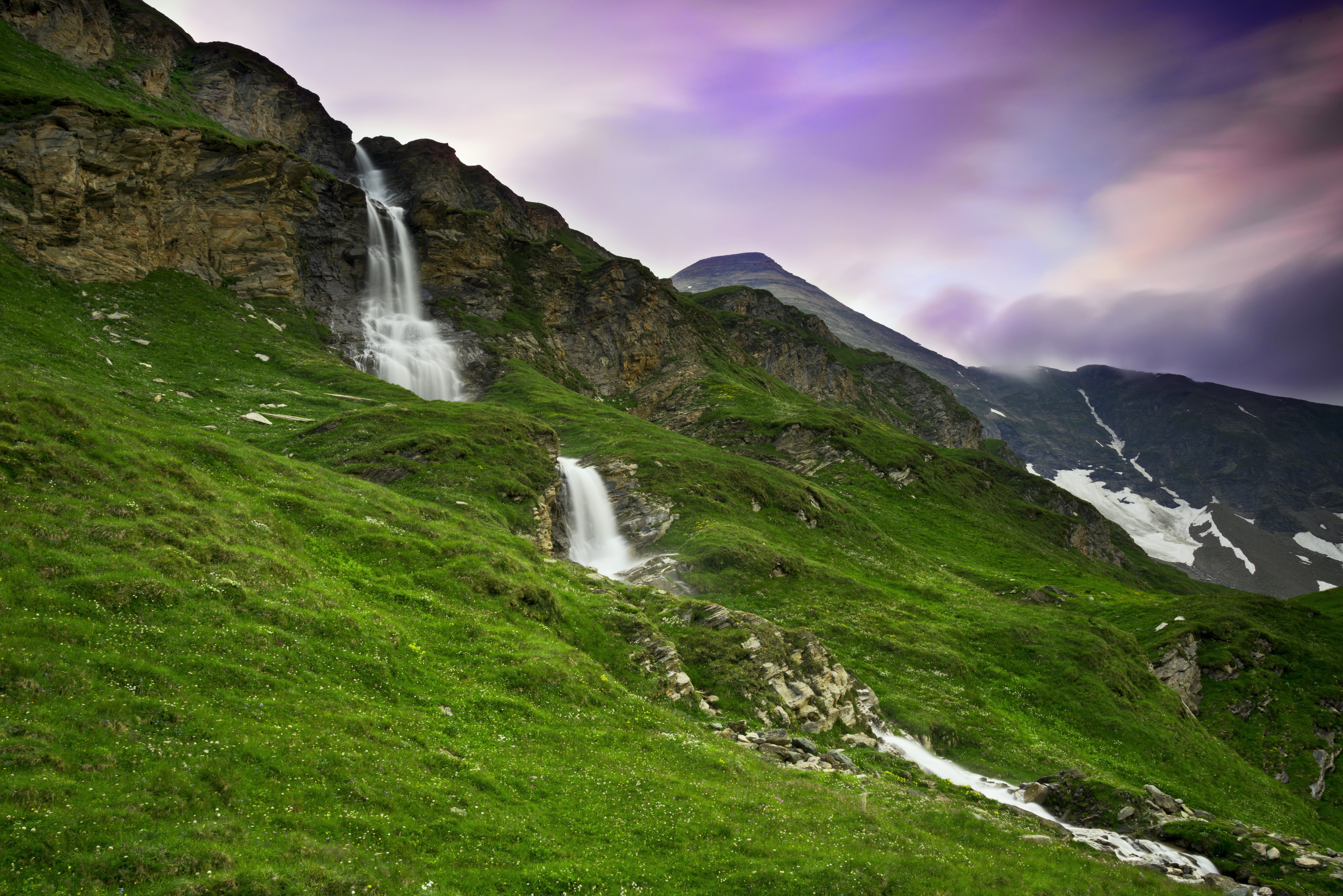 summer, hoch, mountain Peak, mountain, travel, Grossglockner, Nikon, lee, european Alps, Alps, green mountain, green, Austria  Kärnten, Cascade, Nikkor, HD Wallpaper