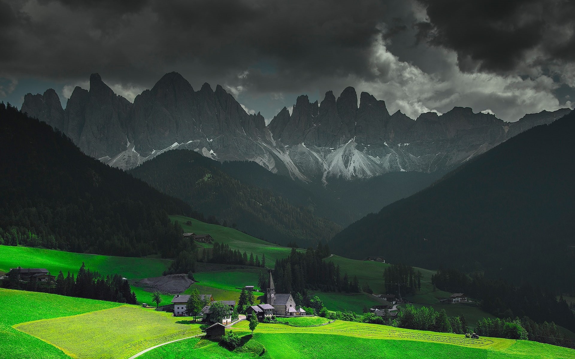 mountains, funes, 1080P, santa, italy, maddalena, landscape, santa maddalena, HD Wallpaper