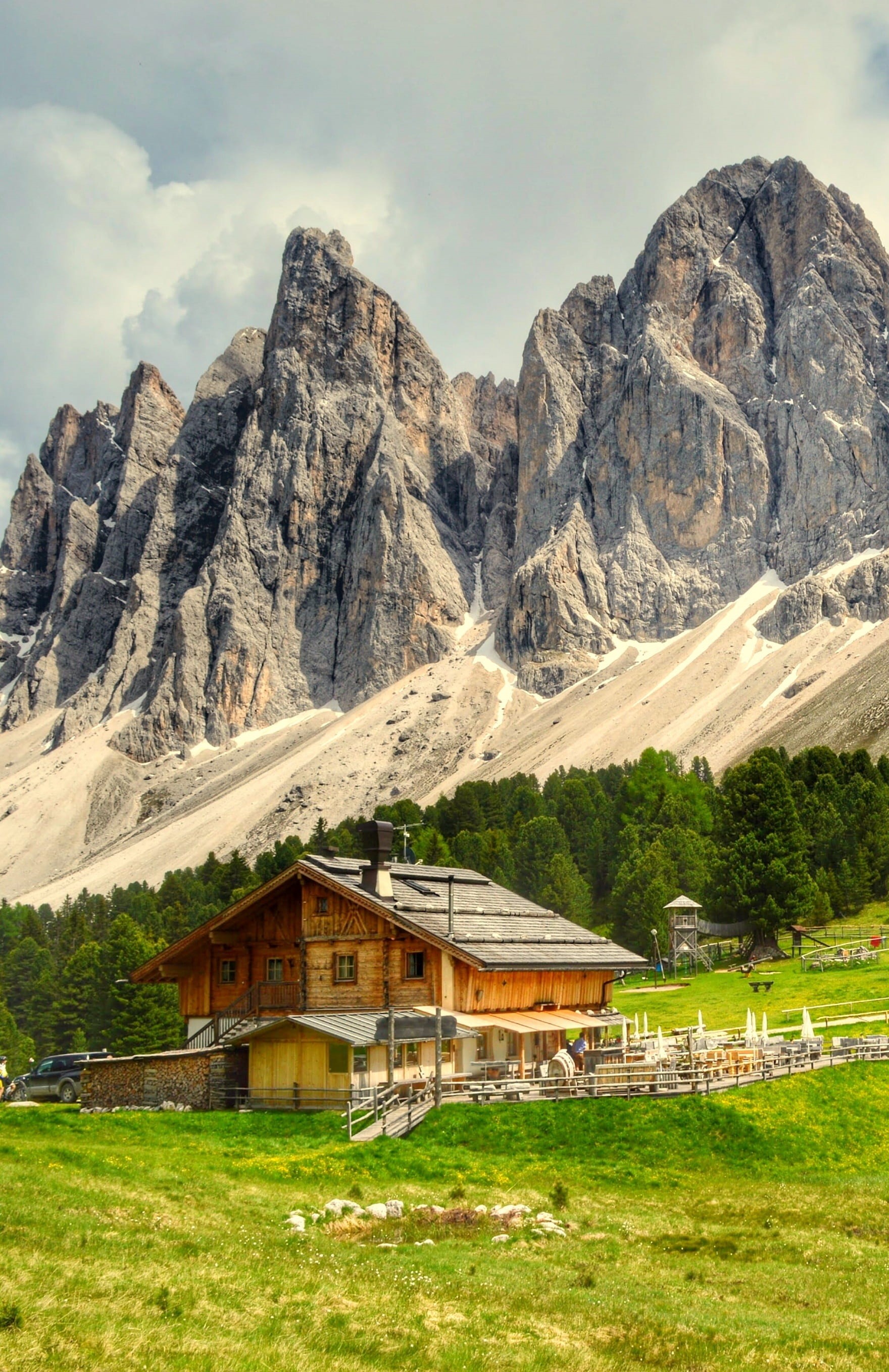 environment, nature, no people, built structure, val di funes, building, house, beauty in nature, dolomites, building exterior, scenics - nature, landscape, Phone HD Wallpaper