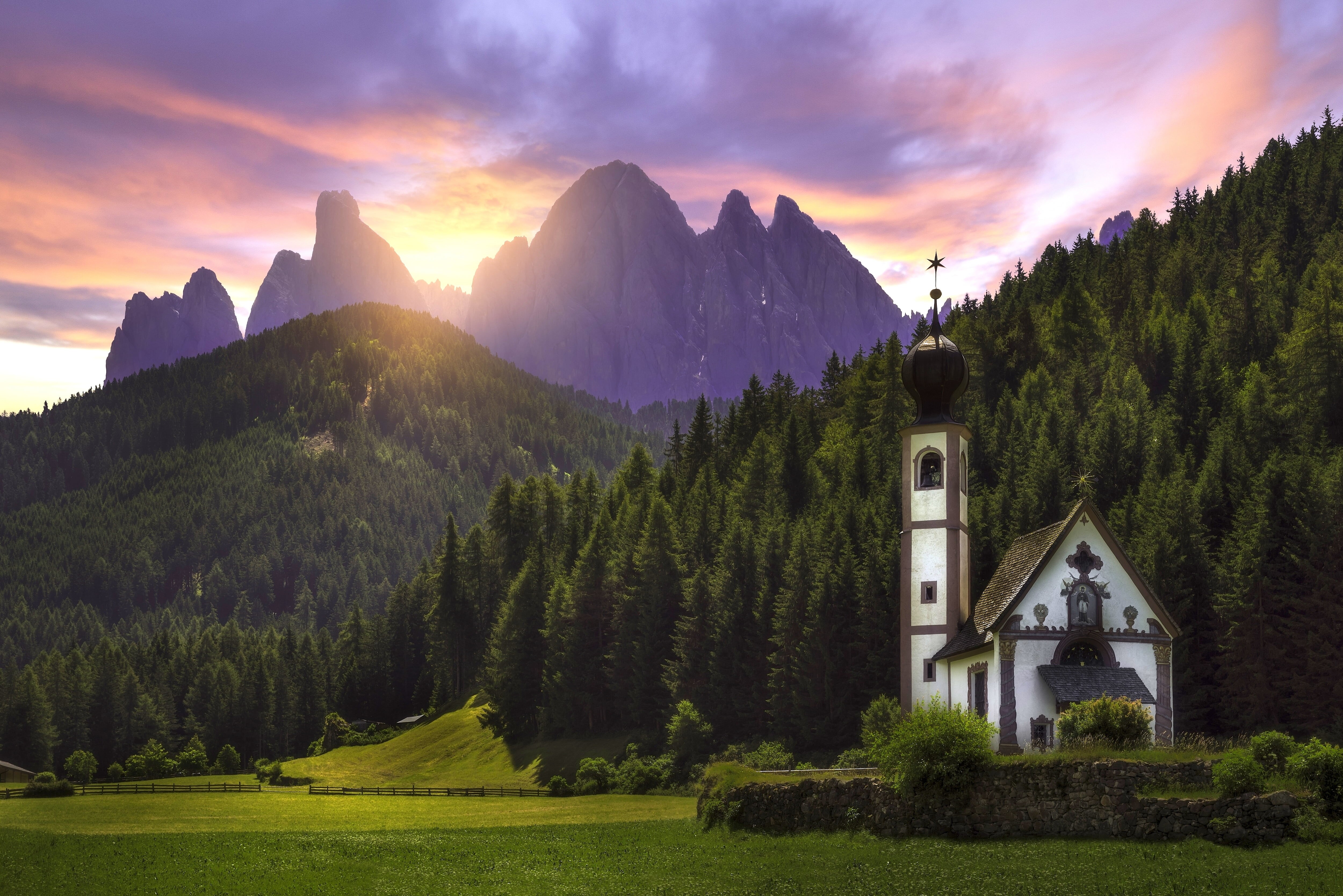 South Tyrol, nature, sky, architecture, meadow, Dolomites, mountains, concrete, white, Italy, scenics - nature, building exterior, plant, beauty in nature, HD Wallpaper