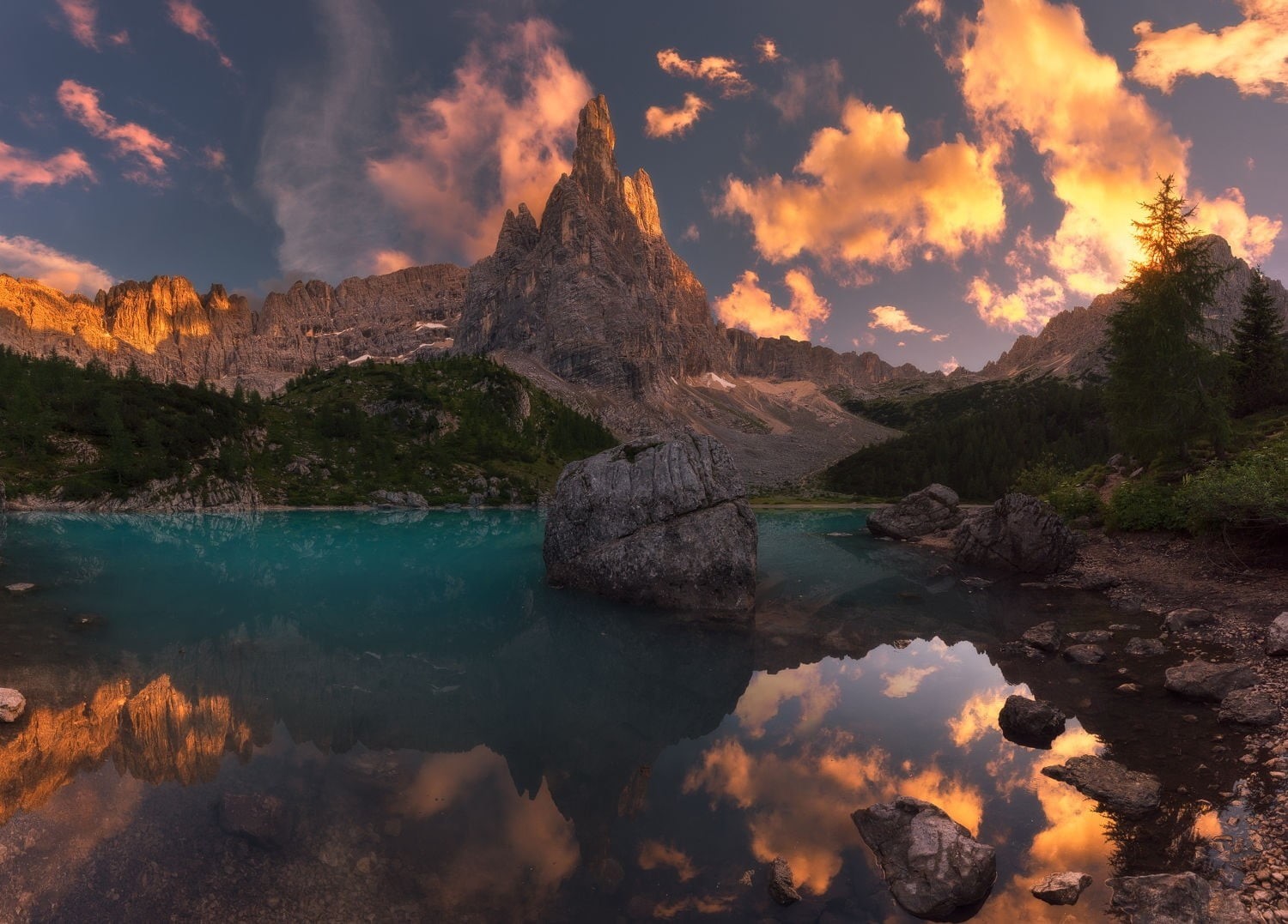 lake, no people, rock formation, rock - object, beside, mountains, water, rock, non-urban scene, sunset, golden, beauty in nature, mountain, 720P, nature, HD Wallpaper