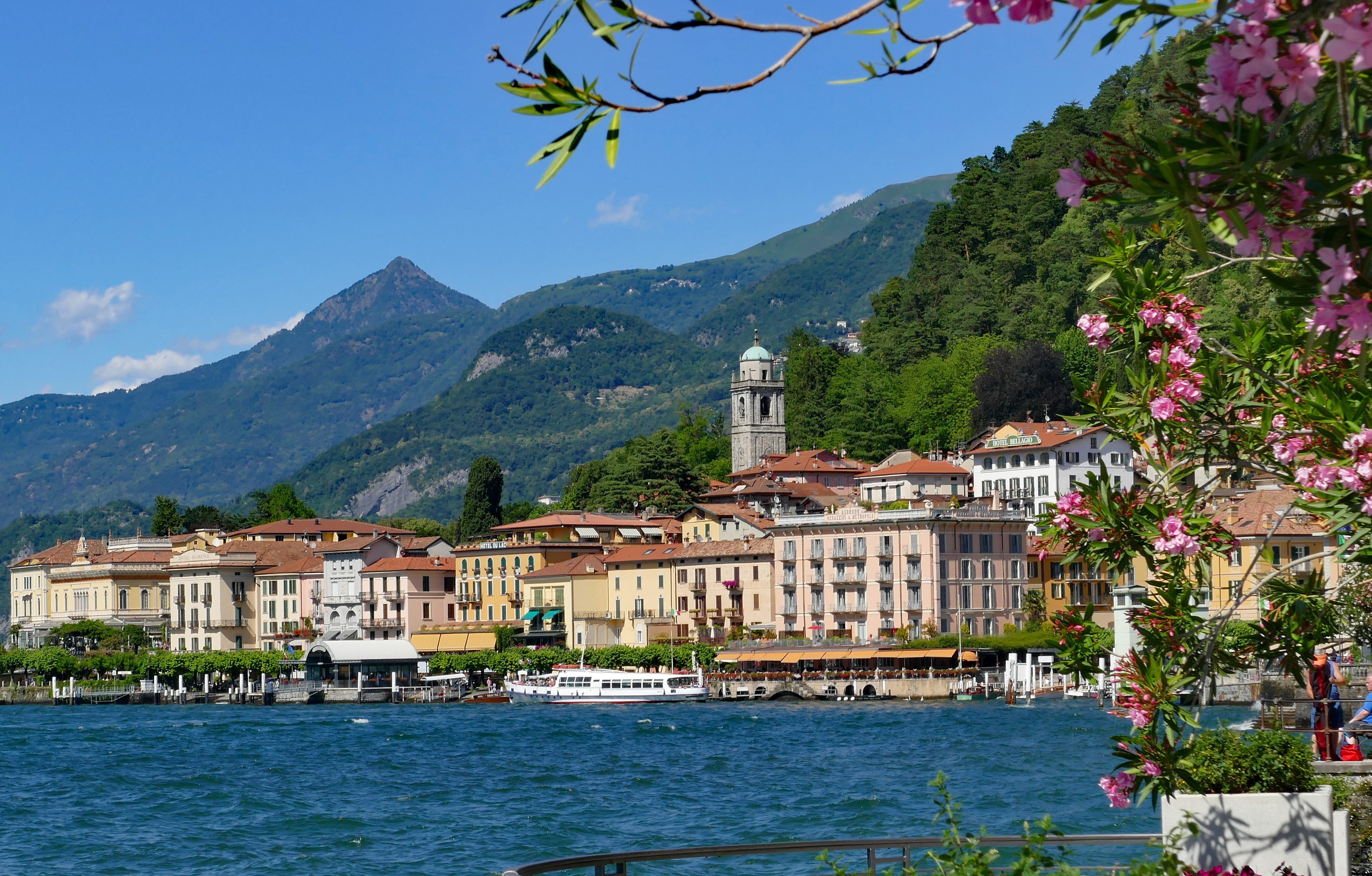 building, outdoors, historic center, nature, architecture, plant, residential district, transportation, lago di como, bank, mountain range, beauty in nature, HD Wallpaper