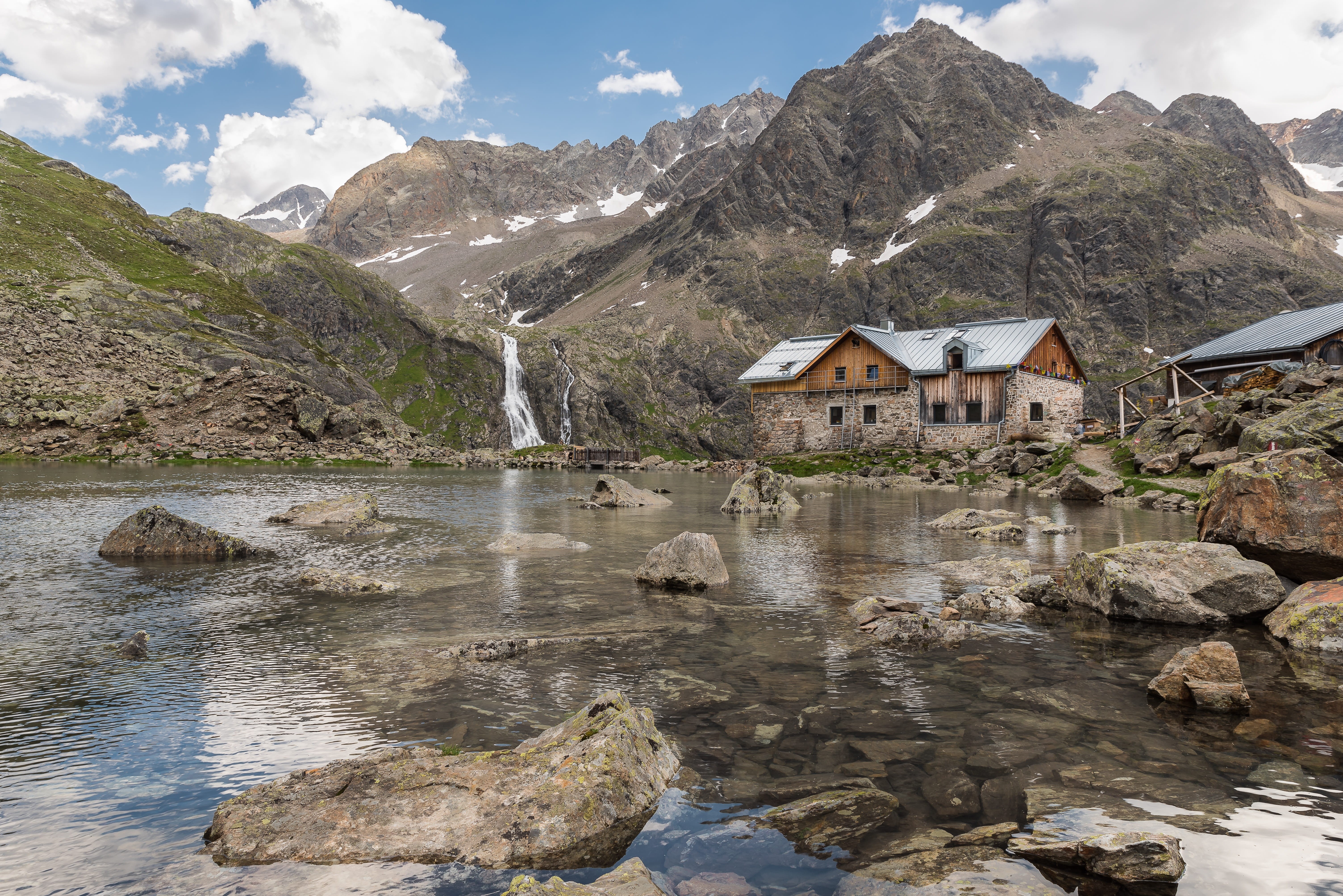 rock, solid, water, day, hike, exploration, summer, outdoors, europe, mountain peak, climb, house, brown, mountain, beauty in nature, scenics, nature, near, HD Wallpaper