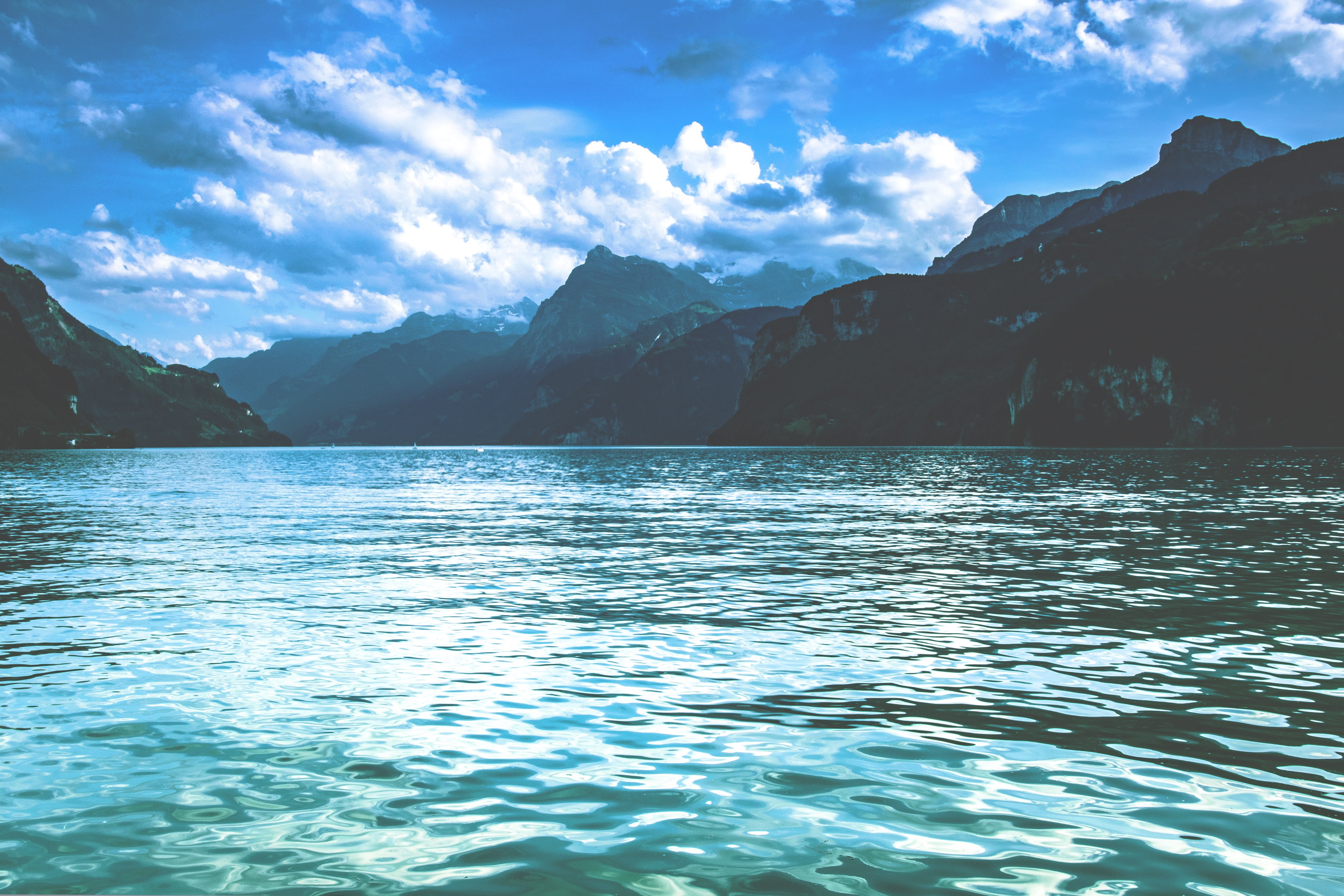 mountain range, sky, rest, no people, bergsee, waters, scenics, mountain, lakeside, beauty in nature, switzerland, mountains, formation, alpine, tranquility, HD Wallpaper