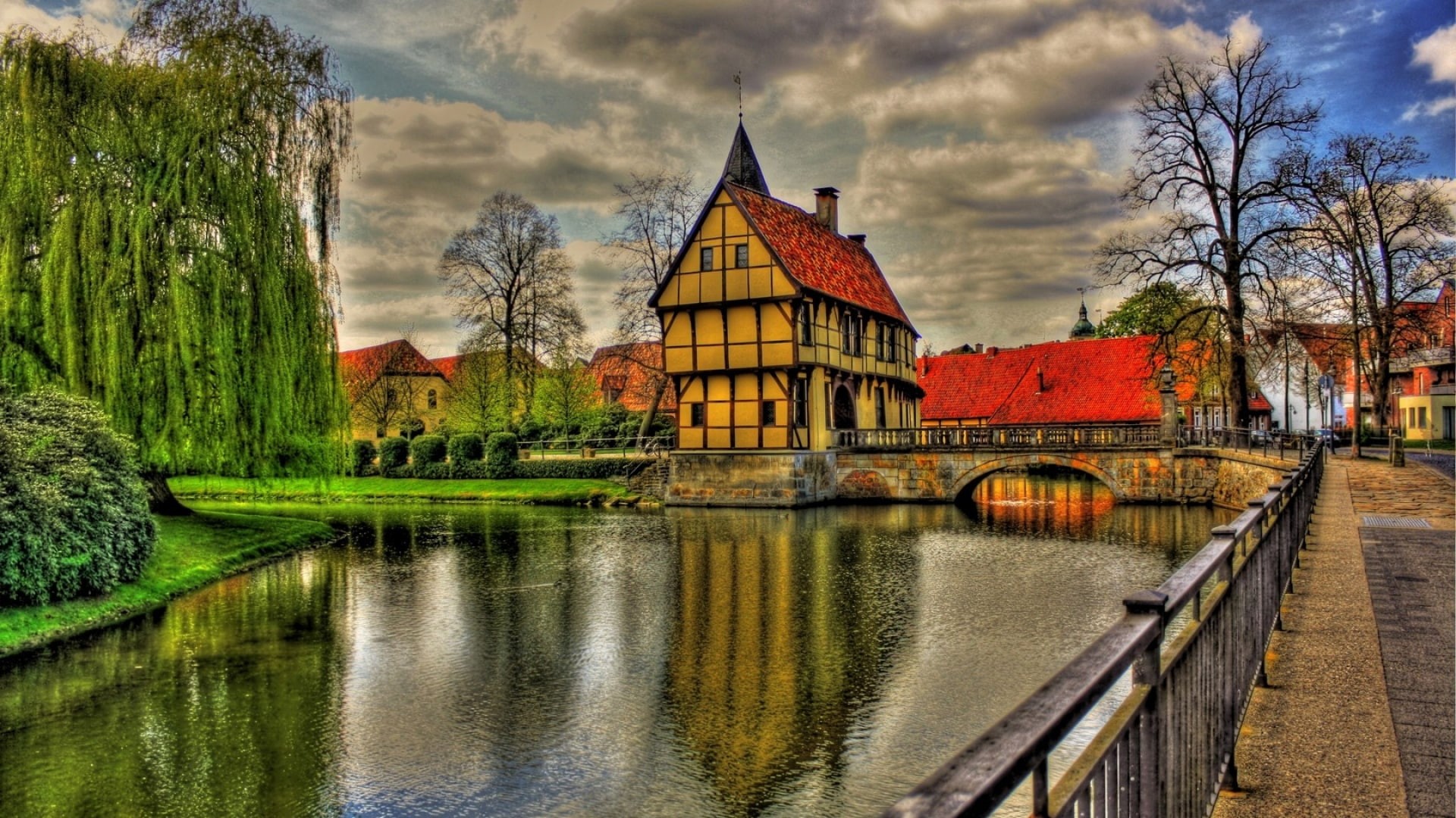 vacation, city, travel, summer, water, lake, house, forest, scenery, building, tourism, sunny, scandinavia, landmark, church, park, river, old, sea, reflection, HD Wallpaper